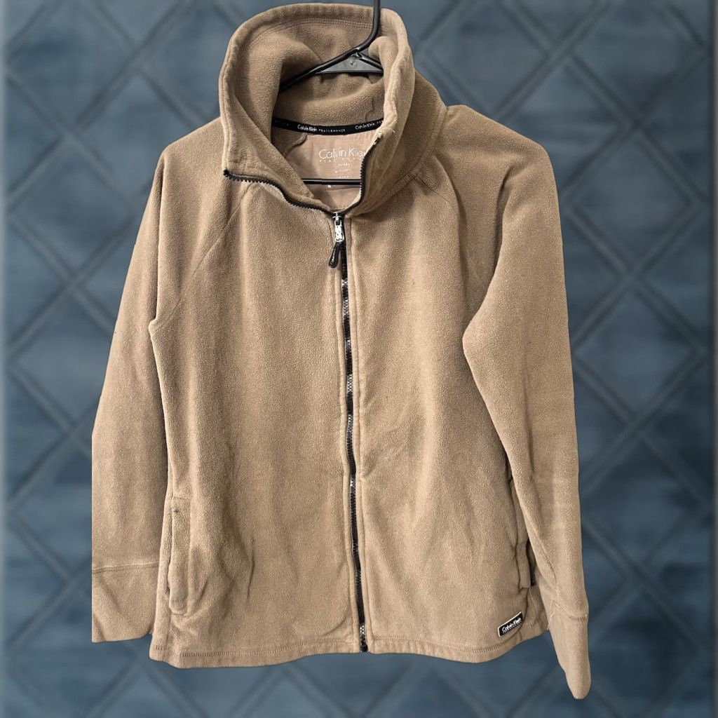 Calvin Klein Calvin Klein Performance Full Zip Sweatshirt Women's Medium Brown Blush Activewear Mock Neck Long Sleeve Embroidered Size M / US 6-8 / IT 42-44 - 1 Thumbnail