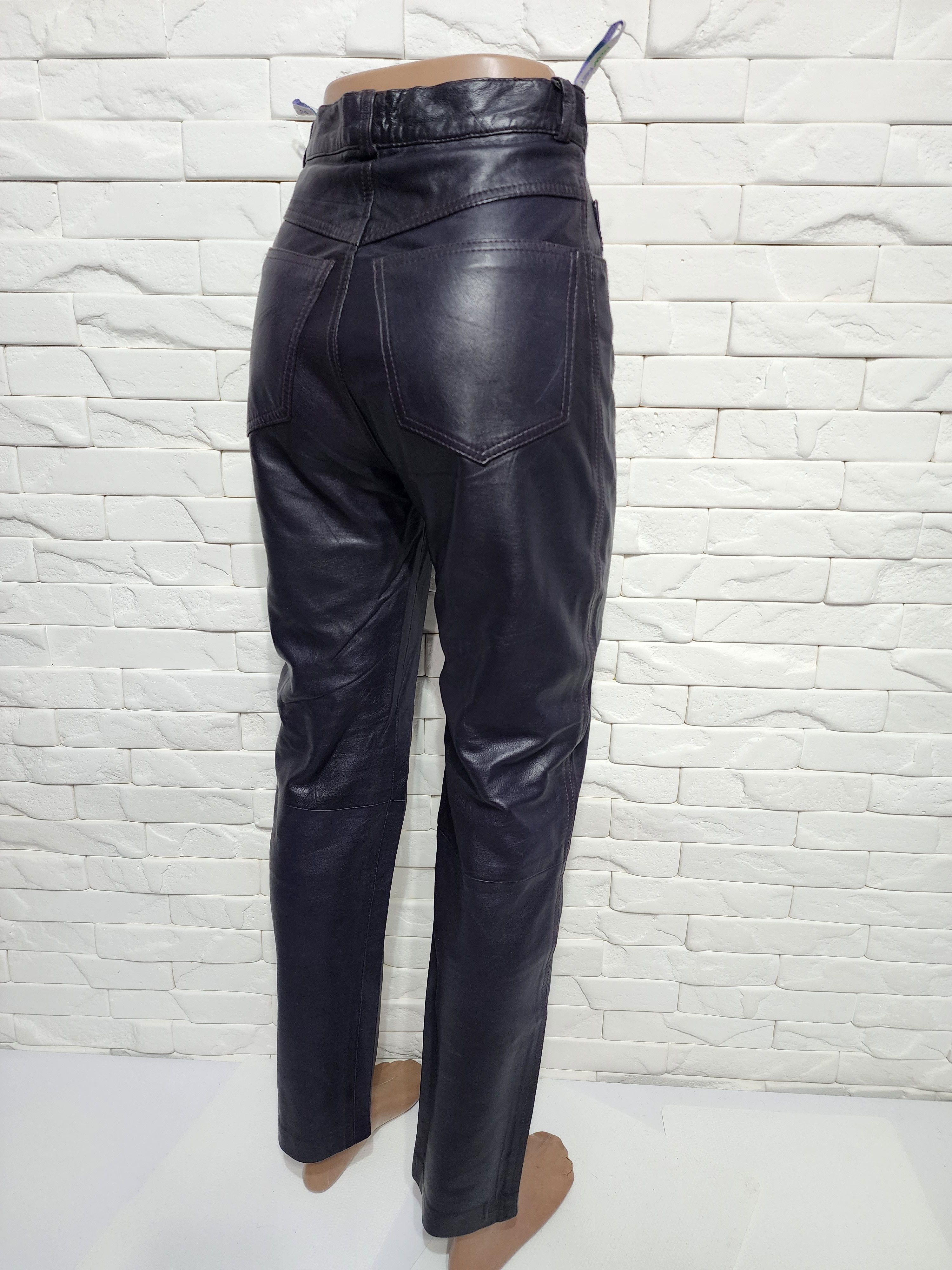 Genuine Leather Women's purple leather pants. Size 29" - 5 Thumbnail
