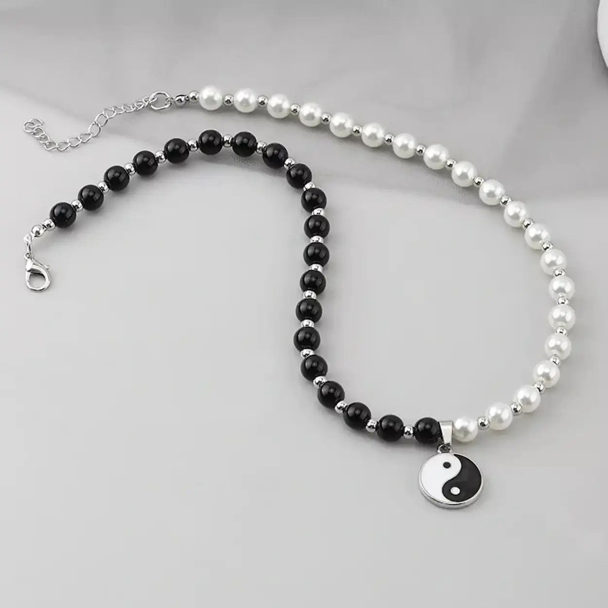 Jewelry Yin Yang Pendant Bead Necklace Lucky Asian Peace Love Chain Size ONE SIZE - 3 Thumbnail