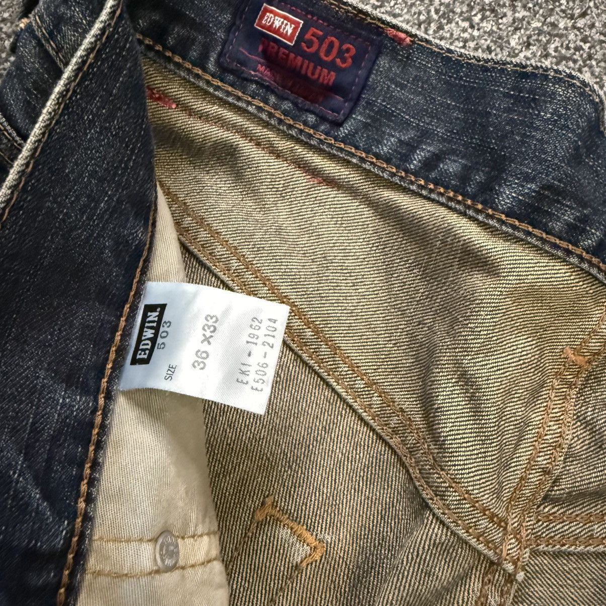 If Six Was Nine 90s Flared Japanese Wideleg Edwin 503 Mud Distressed Denim Size US 36 / EU 52 - 15 Thumbnail