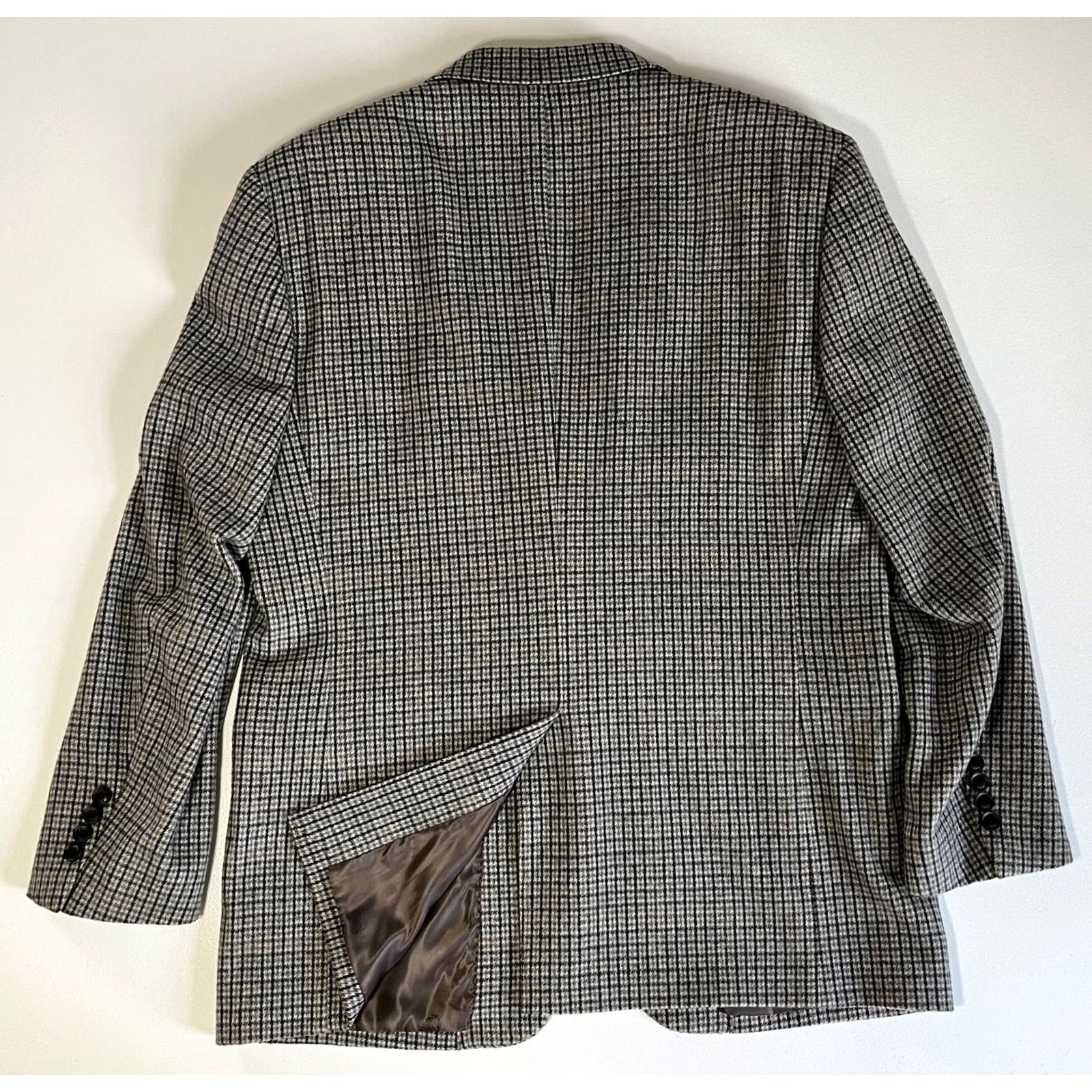 DAKS DAKS Men’s Blazer Jacket Wool Cashmere Blend Size 42 Regular Gray Plaid Vintage Jacket Mens Blazer Size 42R - 4 Thumbnail