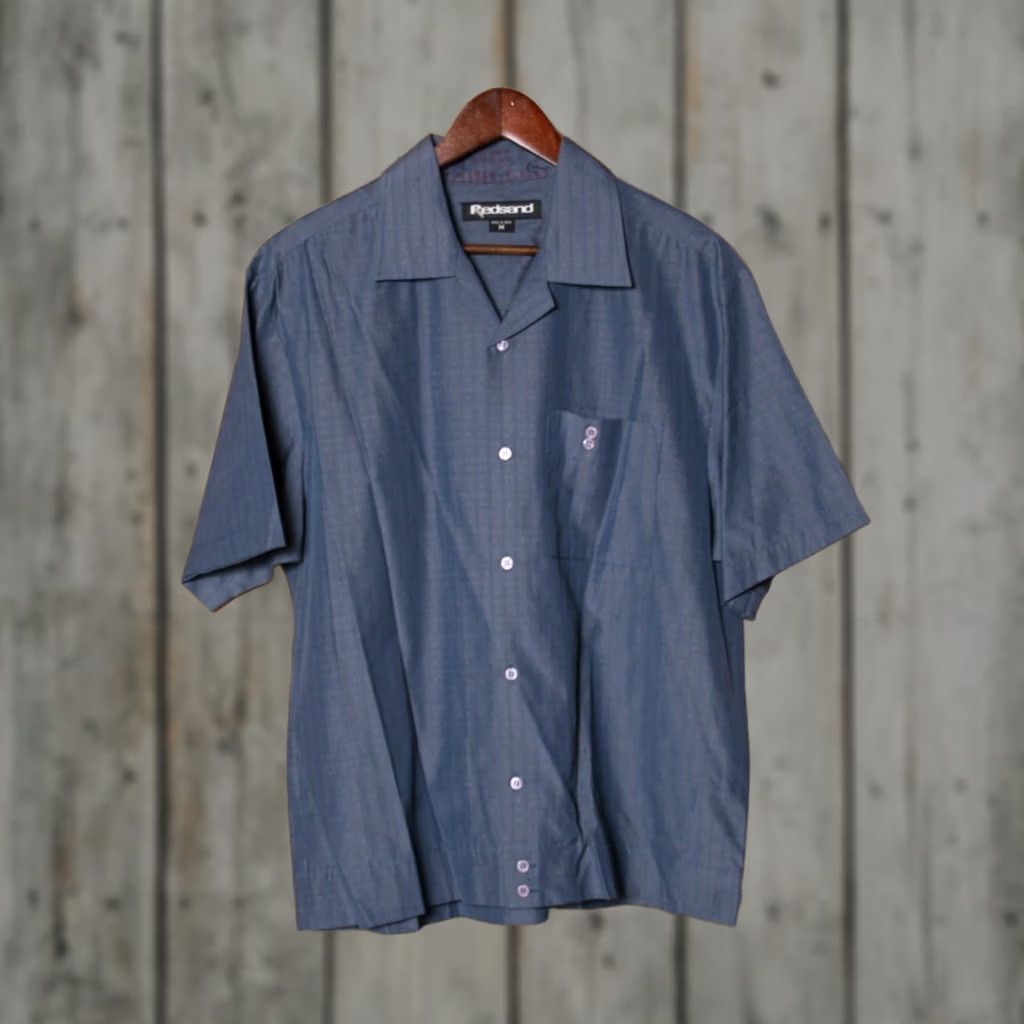 Vintage VINTAGE Redsand Shirt Men Short Sleeve Button-Up Sz. M Blue 90s Lounge Shirt Size US M / EU 48-50 / 2 - 1 Thumbnail