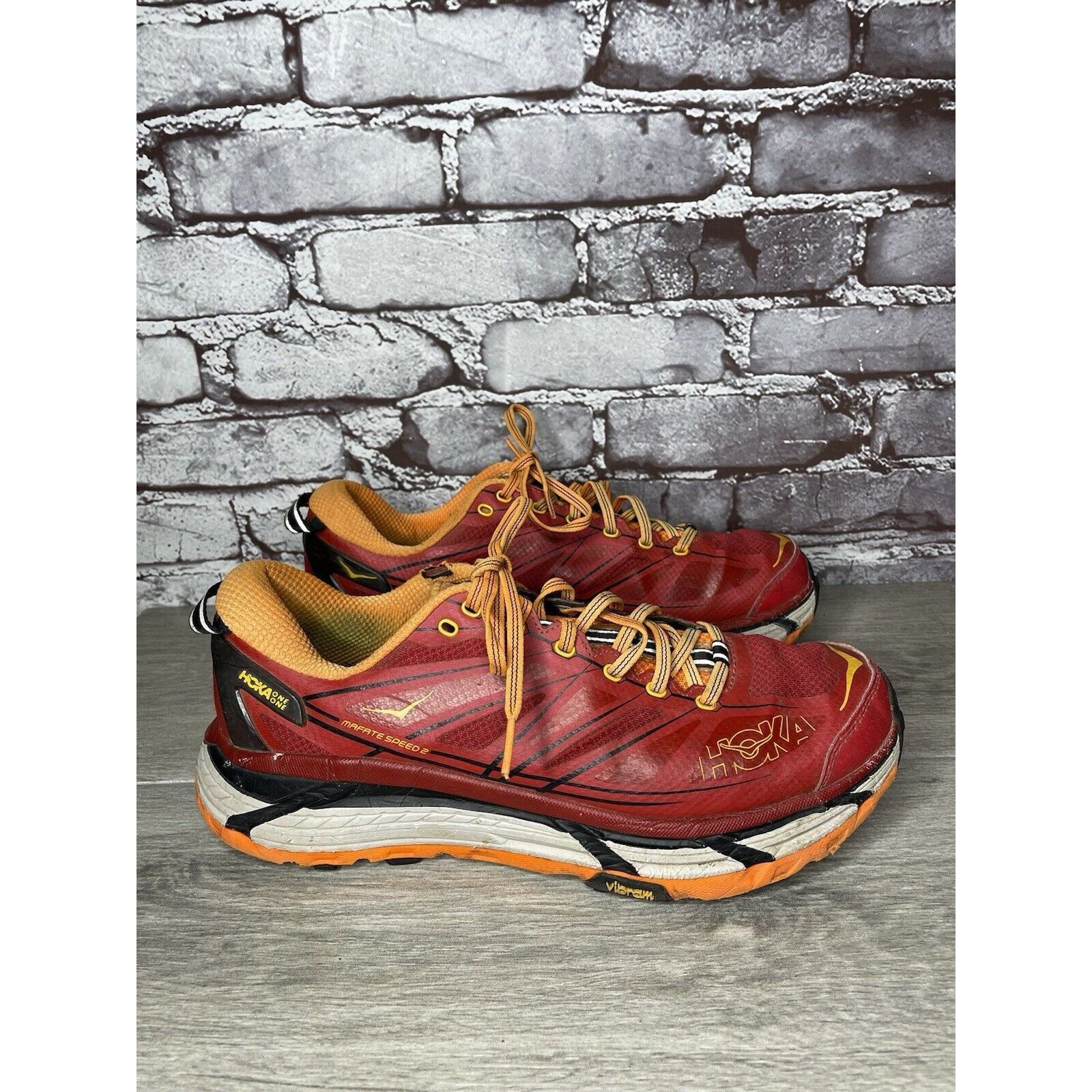 Hoka Hoka One Vibram Mafate Speed 2 Red Synthetic Running Shoes M Size US 9.5 / EU 42-43 - 8 Thumbnail