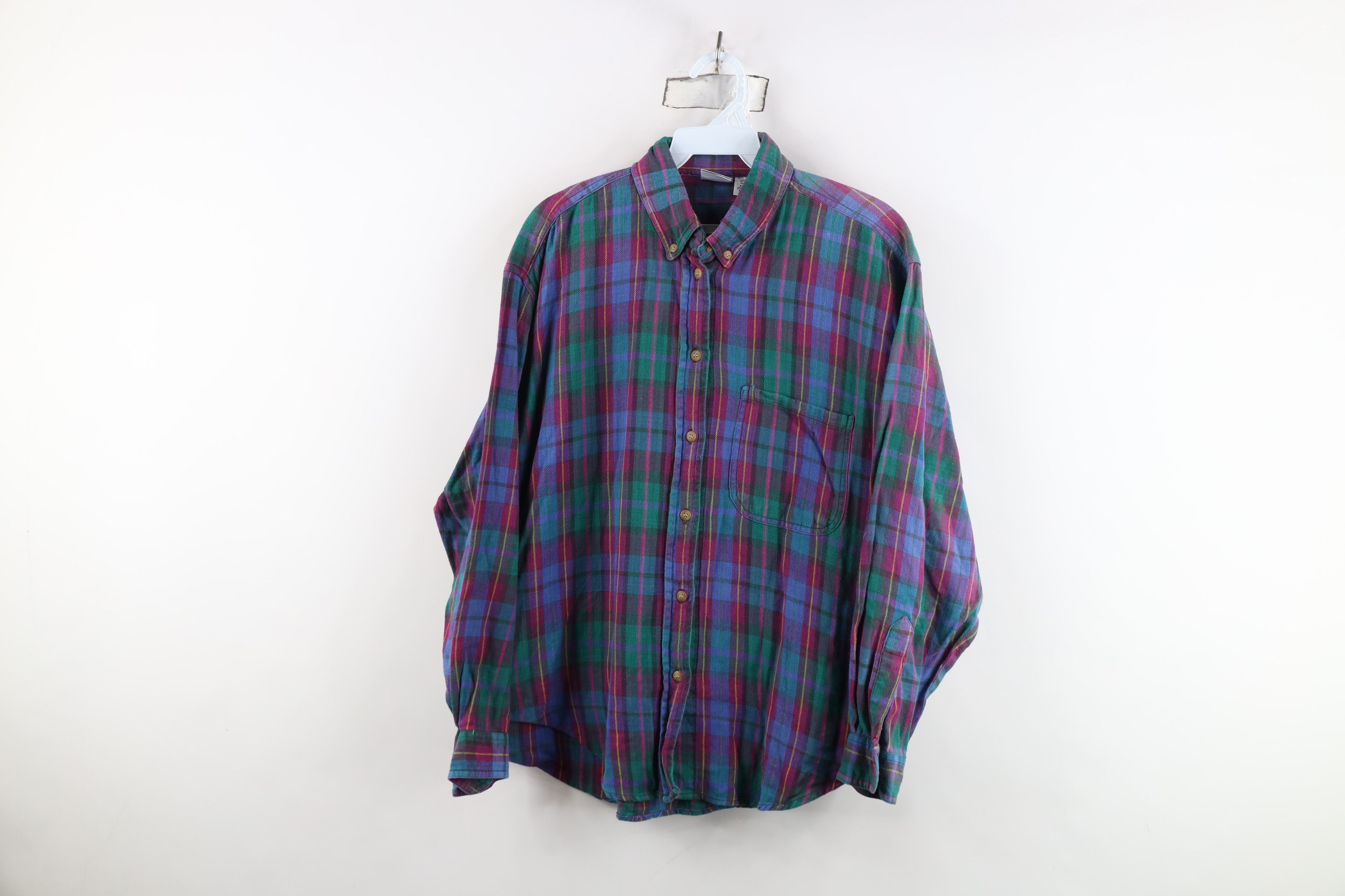 Vintage Vintage 90s Streetwear Collared Button Down Shirt Plaid Size L / US 10 / IT 46 - 1 Thumbnail