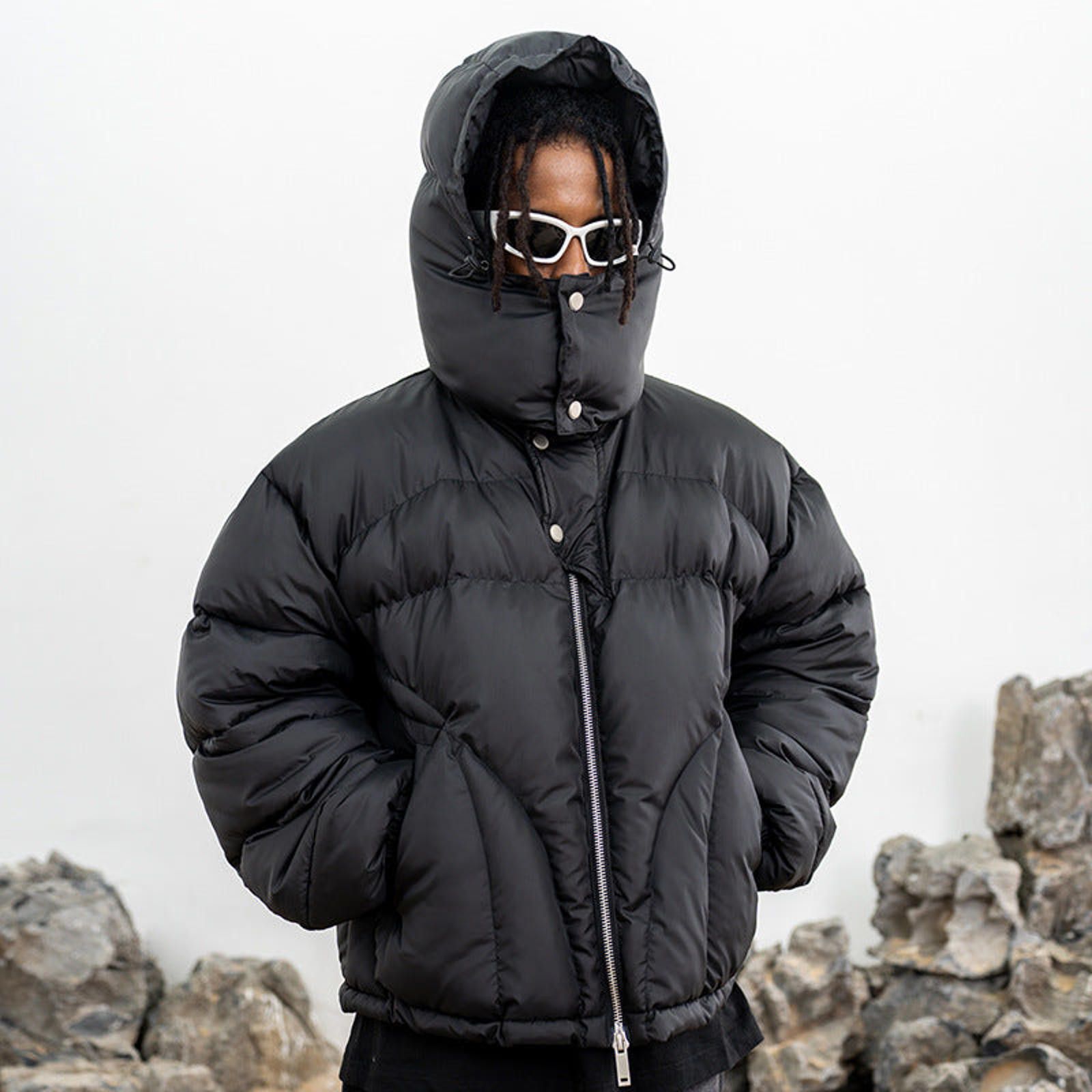 Japanese Brand Beige Puffer Jacket with Hood, Warm Winter Coat Size US M / EU 48-50 / 2 - 6 Thumbnail