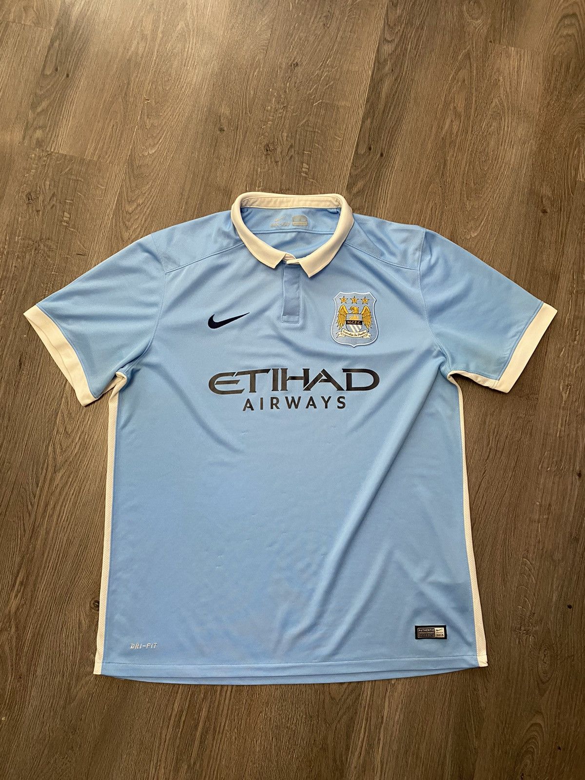 Pre-owned Jersey X Nike Manchester City 2015 2016 Football Soccer Jersey In Blue