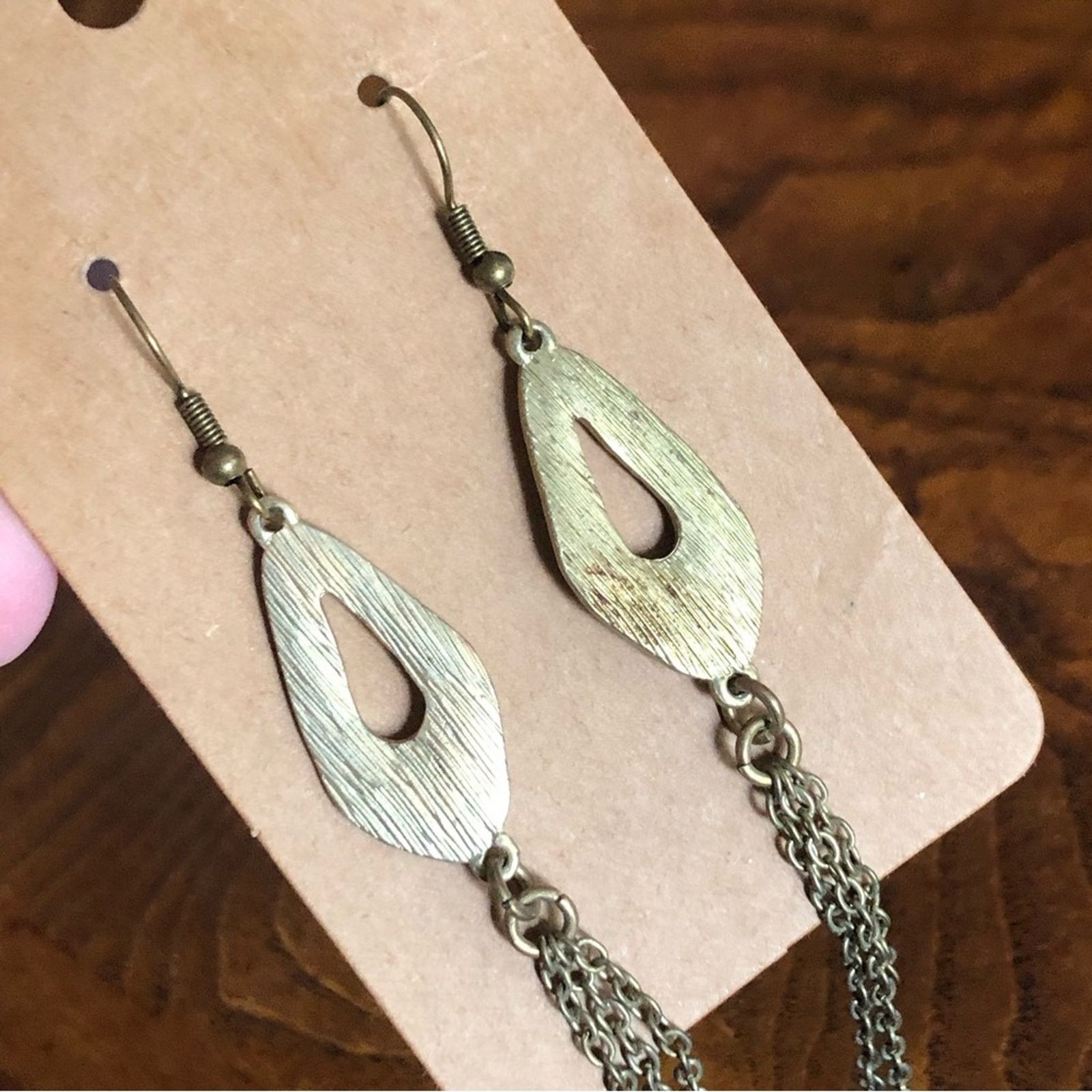 Vintage Vintage brass open raindrop chain fringe earrings Size ONE SIZE - 3 Thumbnail