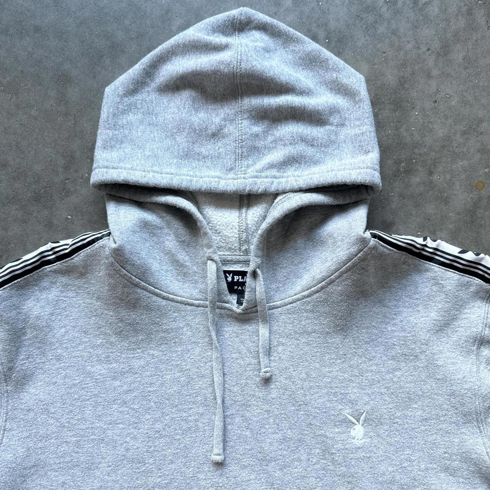Playboy Playboy Grey Hoodie With Logo Stripes On The Sleeves Size US L / EU 52-54 / 3 - 6 Thumbnail