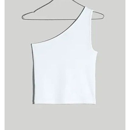Madewell Madewell women’s Supima Rib One-Shoulder Tank Top, white, XL Size XL / US 12-14 / IT 48-50 - 2 Thumbnail