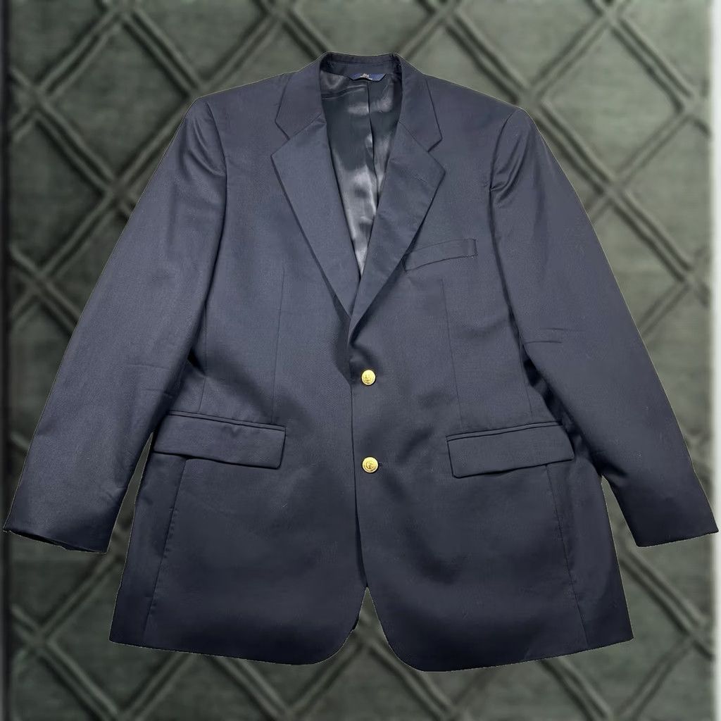 Brooks Brothers Brooks Brothers Blazer Mens 45 Long Wool Navy 2-Button Notch Lapel Single-Breasted 4-Button Front Sports Coat B&T Size 48R - 1 Thumbnail