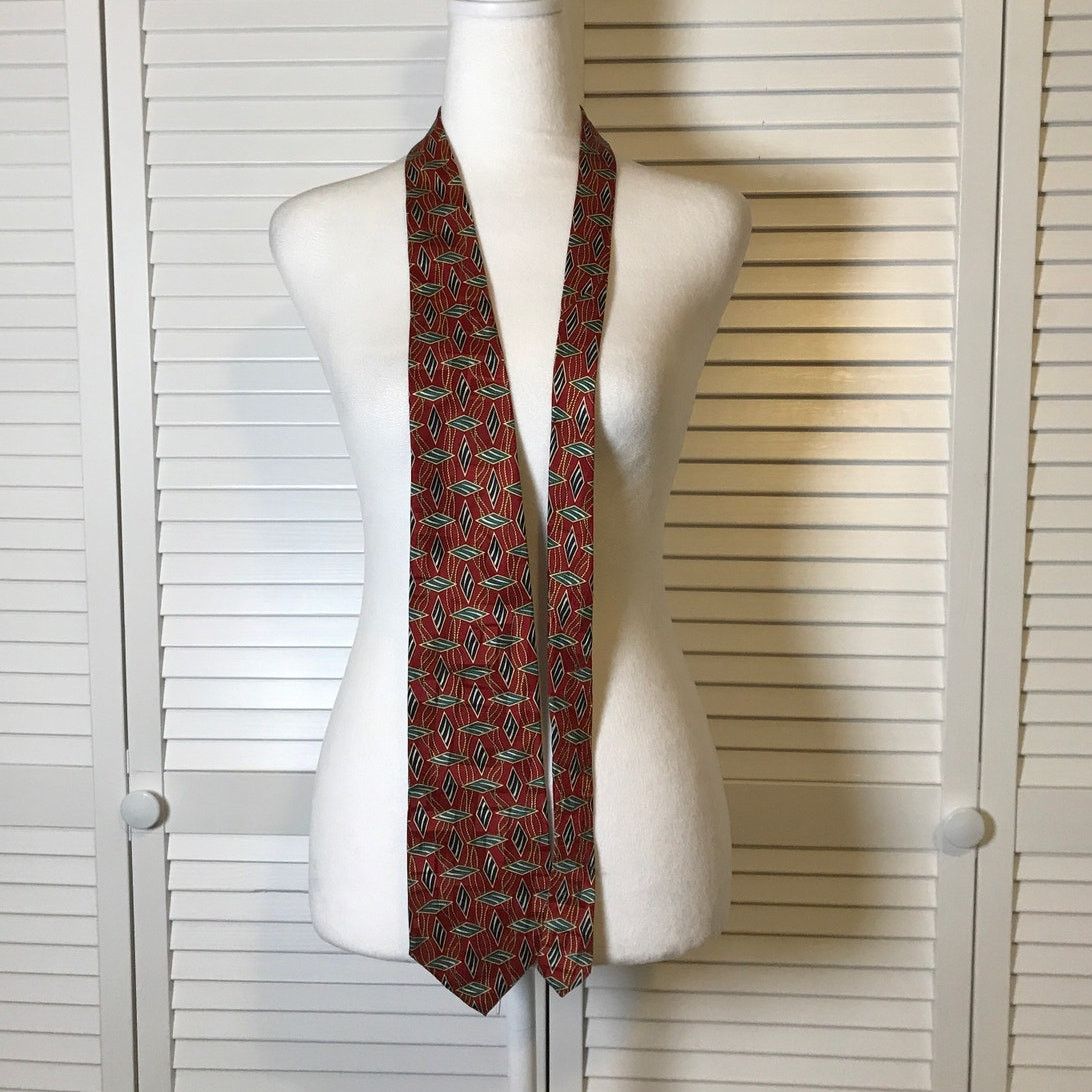 Other Evan-Picone Red Geometric Abstract Silk Classic Wide Necktie Size ONE SIZE - 2 Thumbnail
