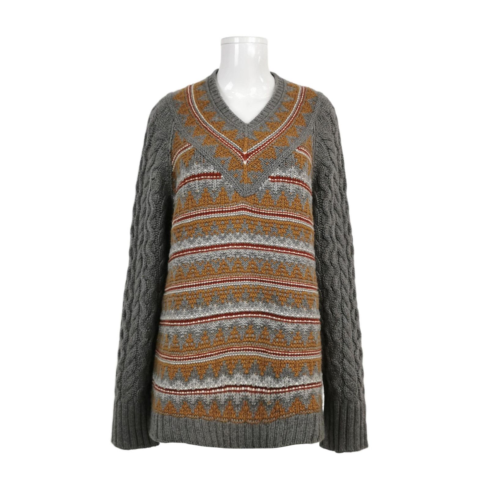 Loro Piana Loro Piana Cashmere Patterned V-Neck Sweater Size L Size US L / EU 52-54 / 3 - 1 Thumbnail