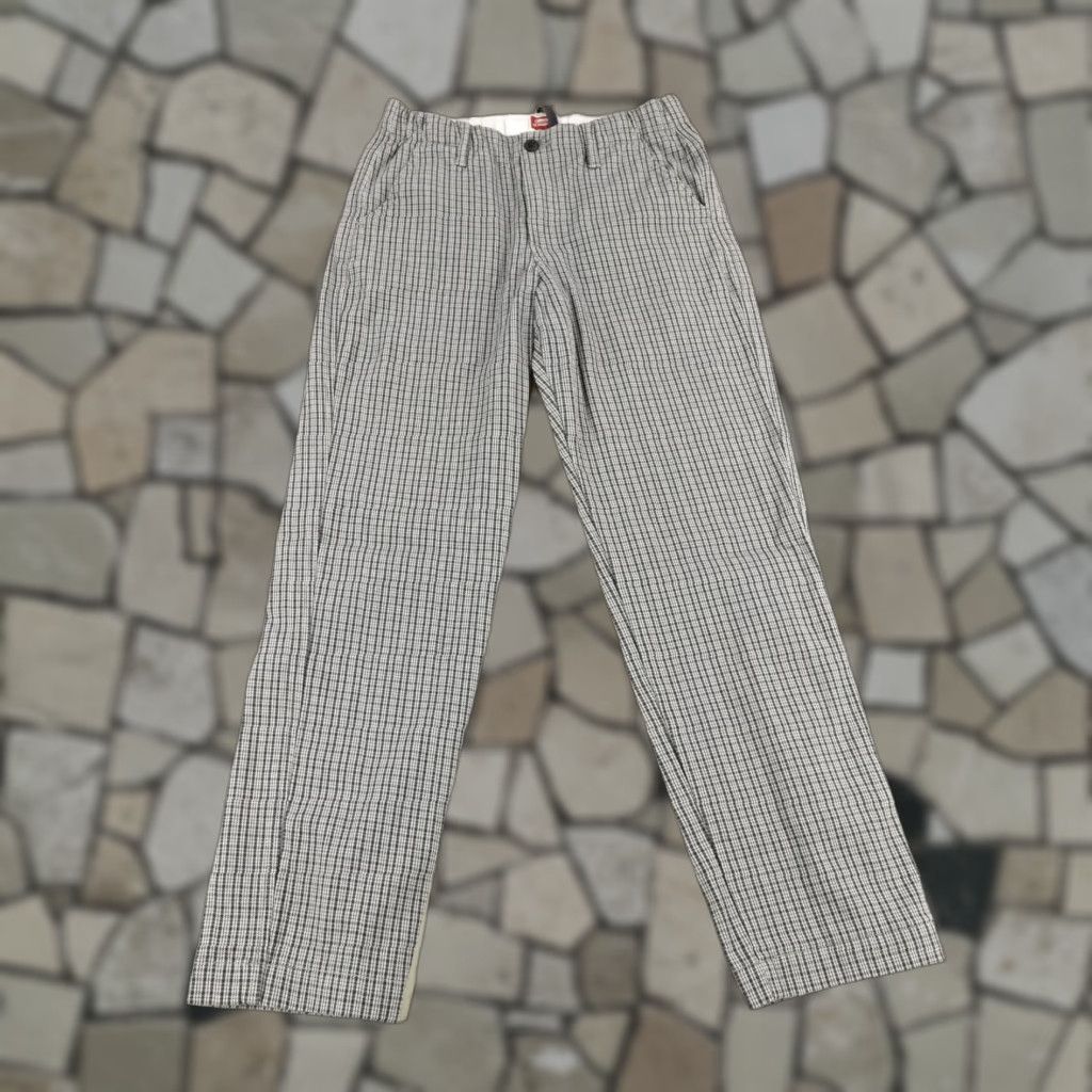 Levi's Levis Pants Mens Small Gray Plaid XX Chino EZ Elastic Waist Twill Straight Leg Size US 29 - 1 Thumbnail