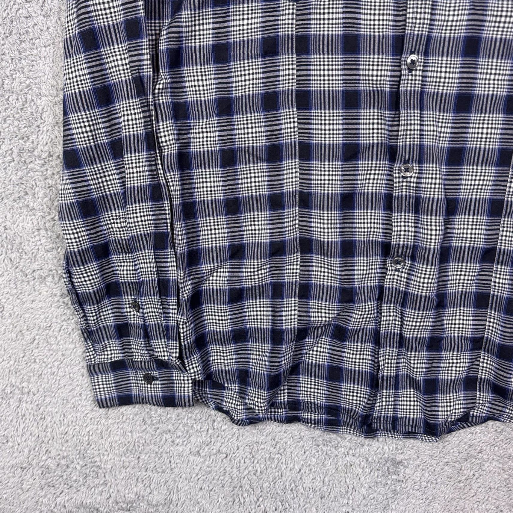 John Varvatos John Varvatos Shirt Mens S Lyocell Soft Plaid Windowpane Button Up Long Sleeve Blue Cotton Wool Blend Size US S / EU 44-46 / 1 - 3 Thumbnail