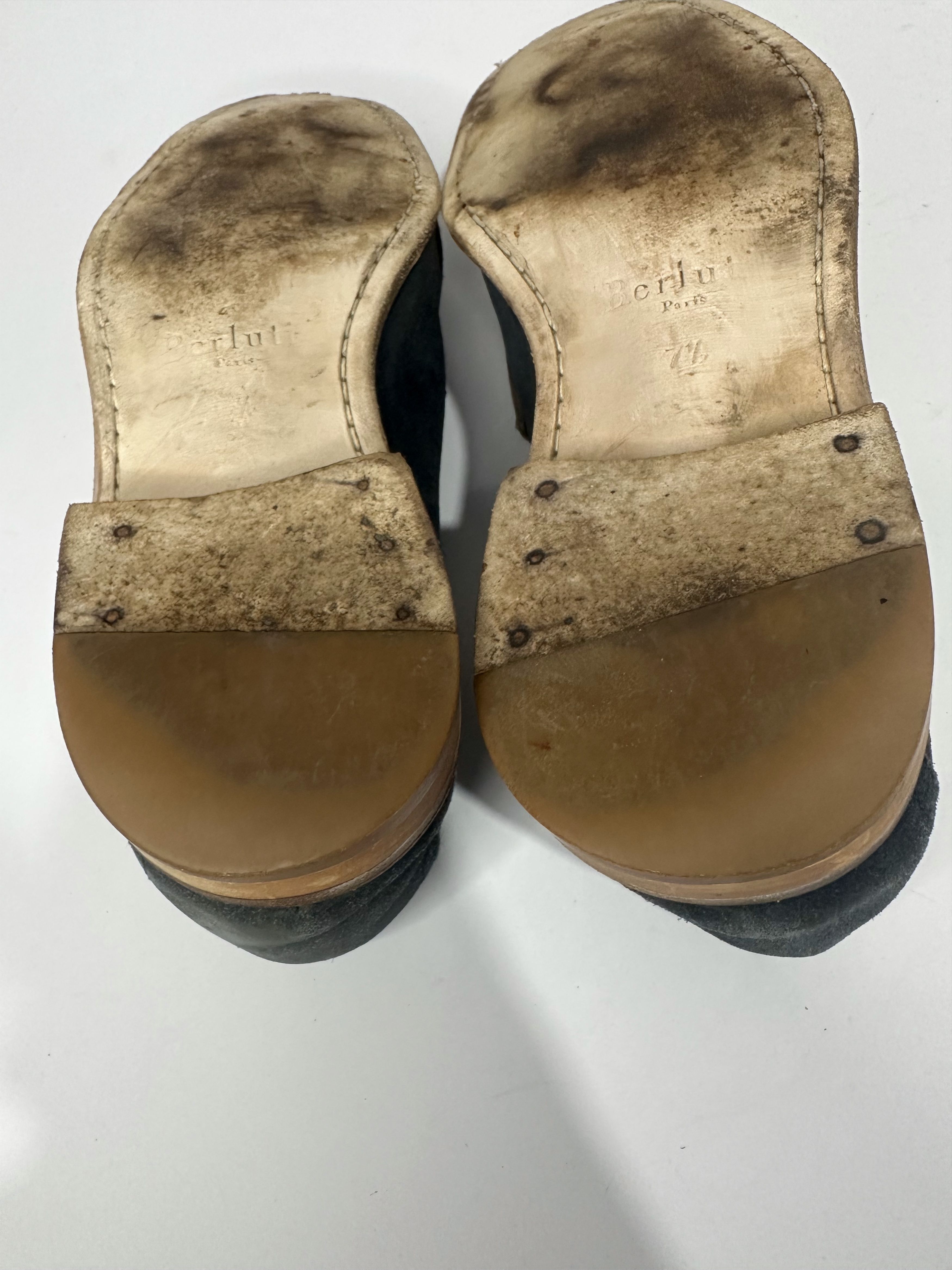 Berluti Berluti Lorenzo Scritto Blue Suede Trimmed Loafers Size US 8.5 / EU 41-42 - 11 Thumbnail