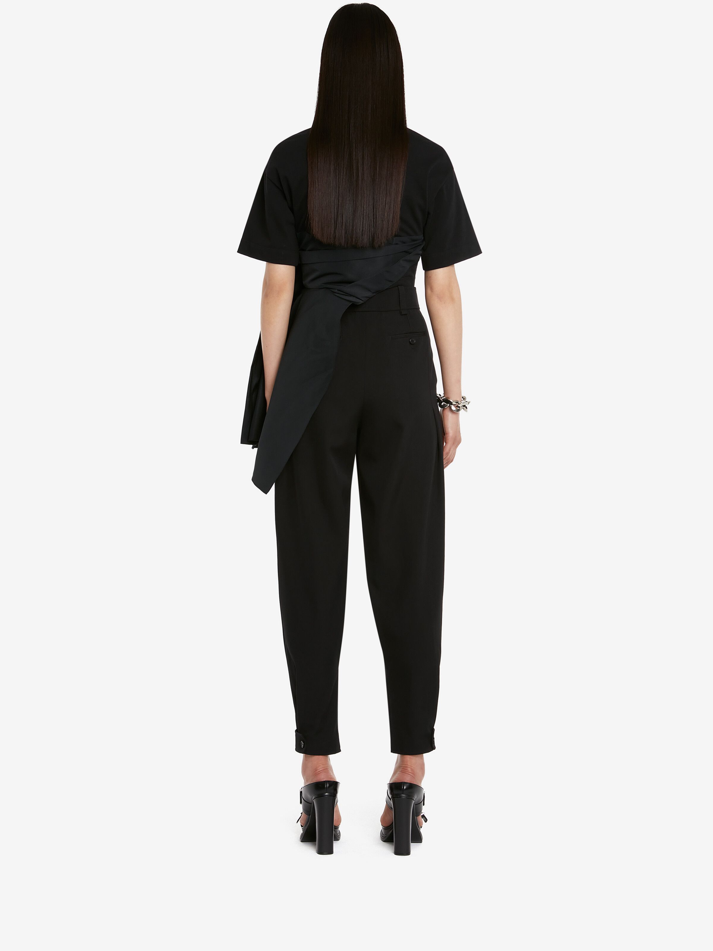 Alexander McQueen Women's Hybrid Drape T-shirt In Black Size S / US 4 / IT 40 - 2 Thumbnail