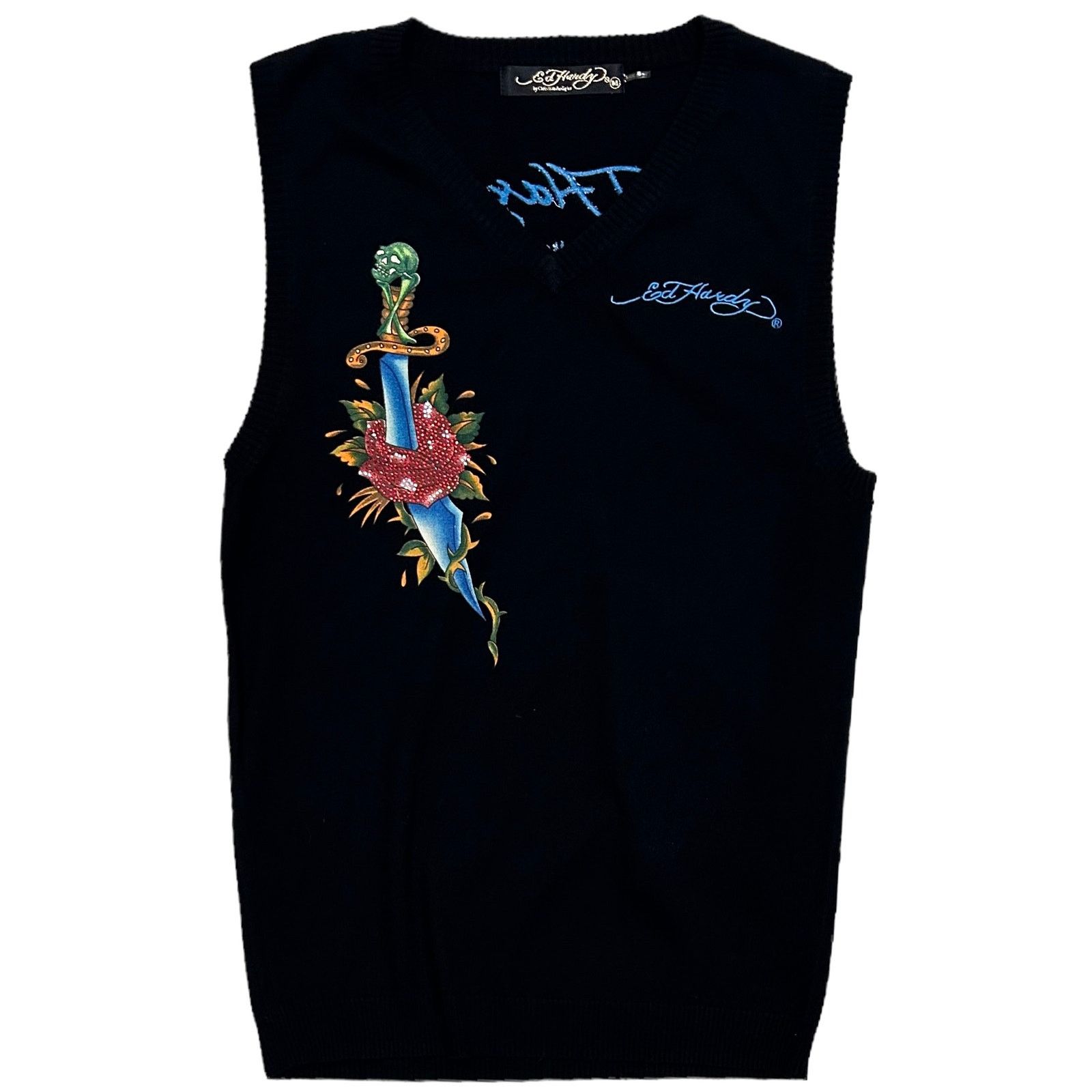 Ed Hardy Ed Hardy by Christian Audigier Embroidered Sweater Vest Size US L / EU 52-54 / 3 - 1 Thumbnail
