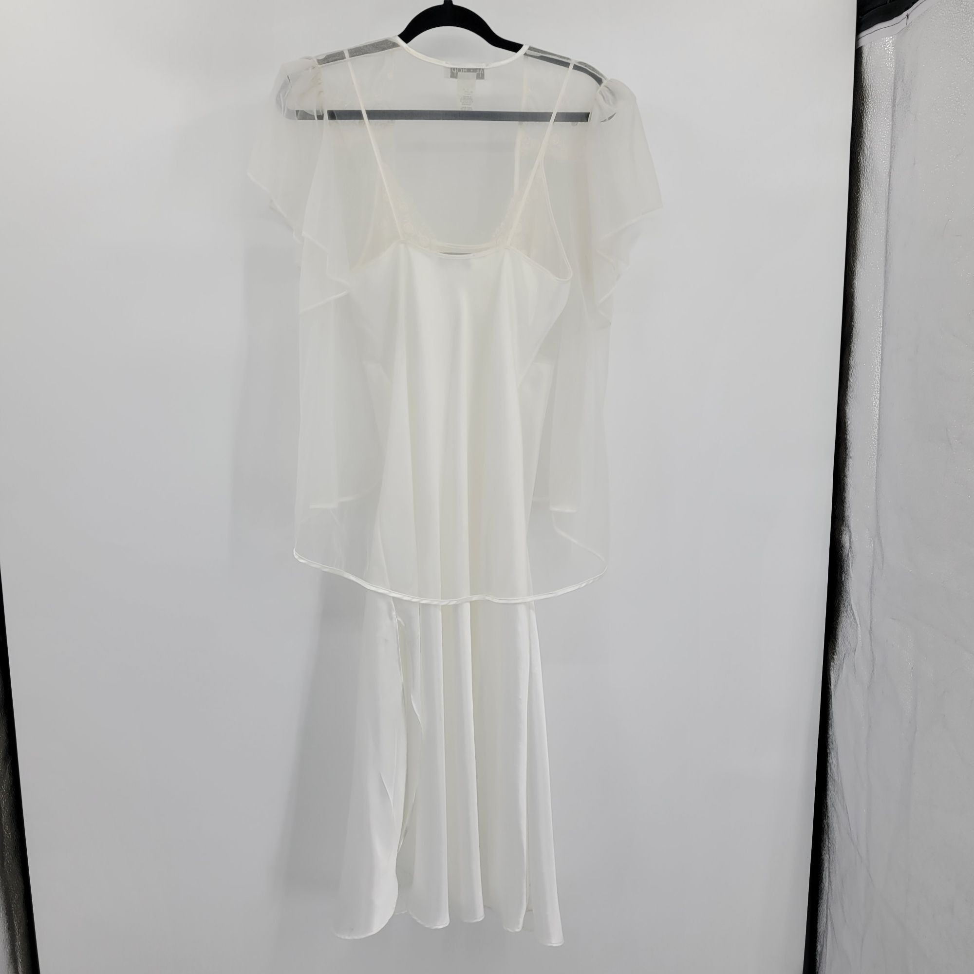 Vintage Vtg Lingerie Peignoir Negligee Set White Sz S Sheer Robe Mer Size ONE SIZE - 2 Thumbnail