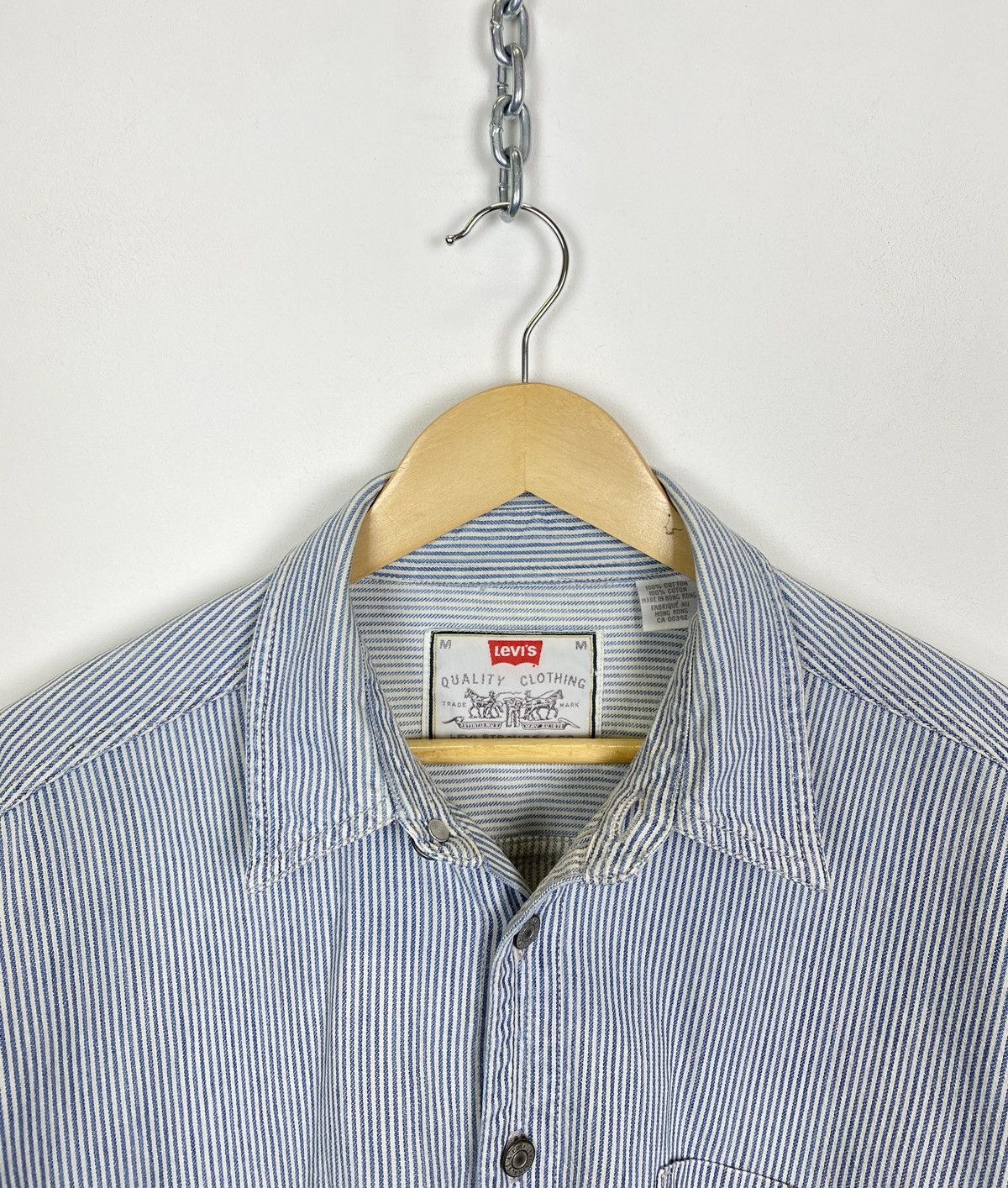 Levi's Vintage 90’s Levi’s Striped Shirt Heavyweight Men’s Y2K Blue Size US M / EU 48-50 / 2 - 5 Thumbnail