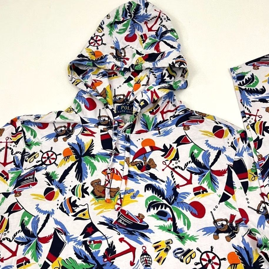 Polo Ralph Lauren Polo Ralph Lauren Hoodie Men M Scuba Bear Hawaiian All Over Lightweight Pullover Size US M / EU 48-50 / 2 - 4 Thumbnail
