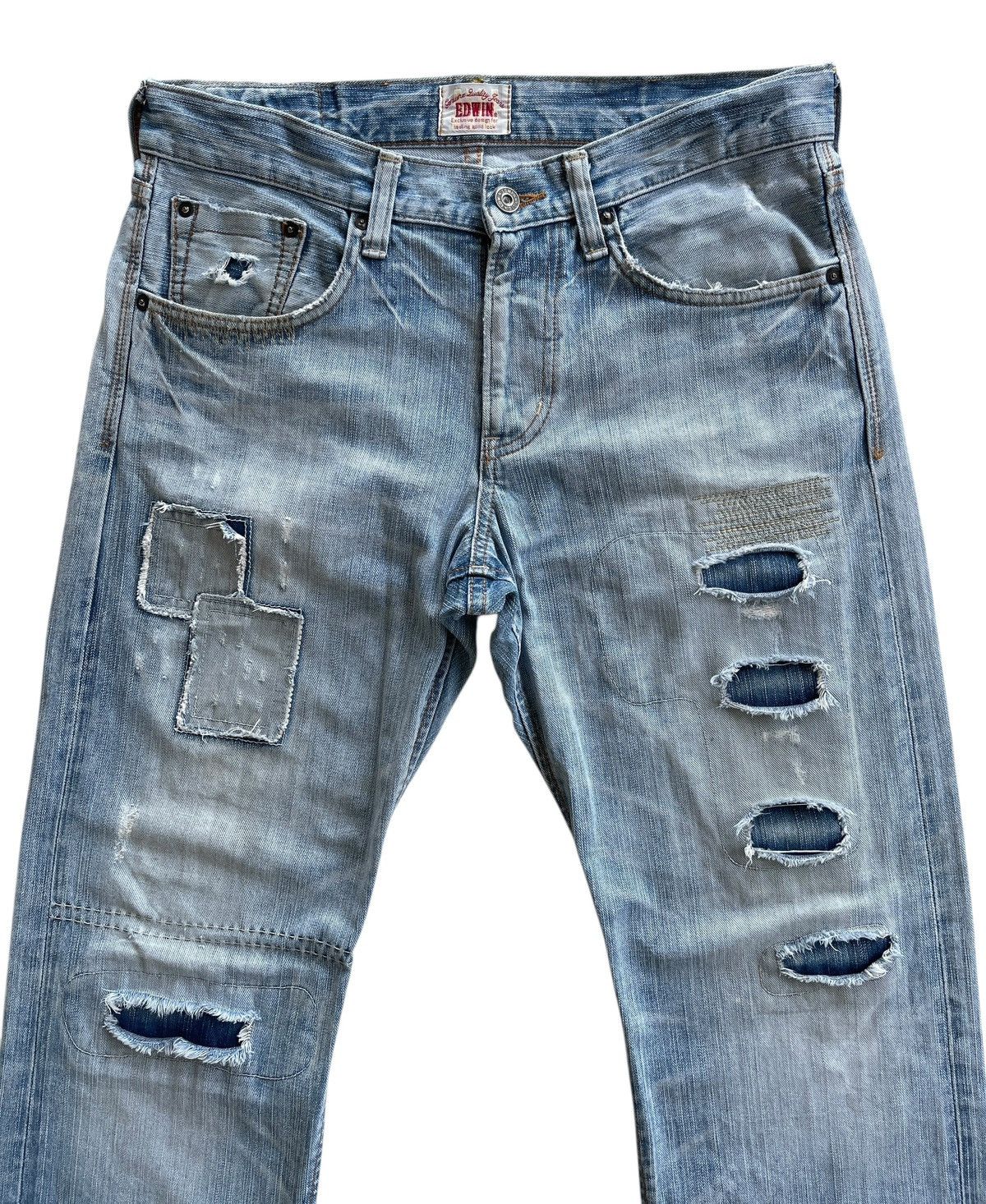 Vintage Vintage Edwin EV Distressed Patchwork Denim Size US 33 - 3 Thumbnail