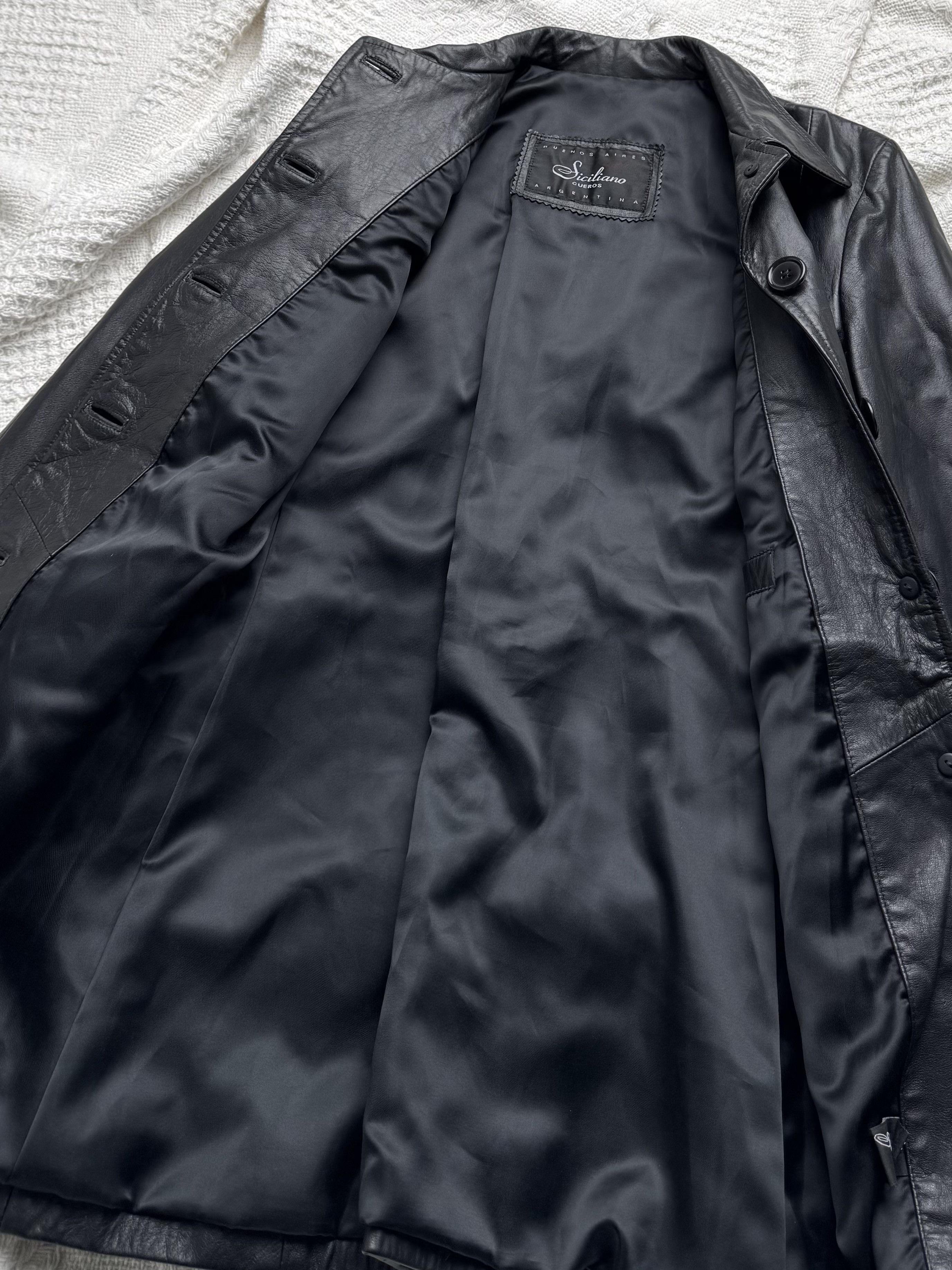 Vintage Vintage Leather Coat Jacket Button Front Mid Length Classic Size M / US 6-8 / IT 42-44 - 6 Thumbnail