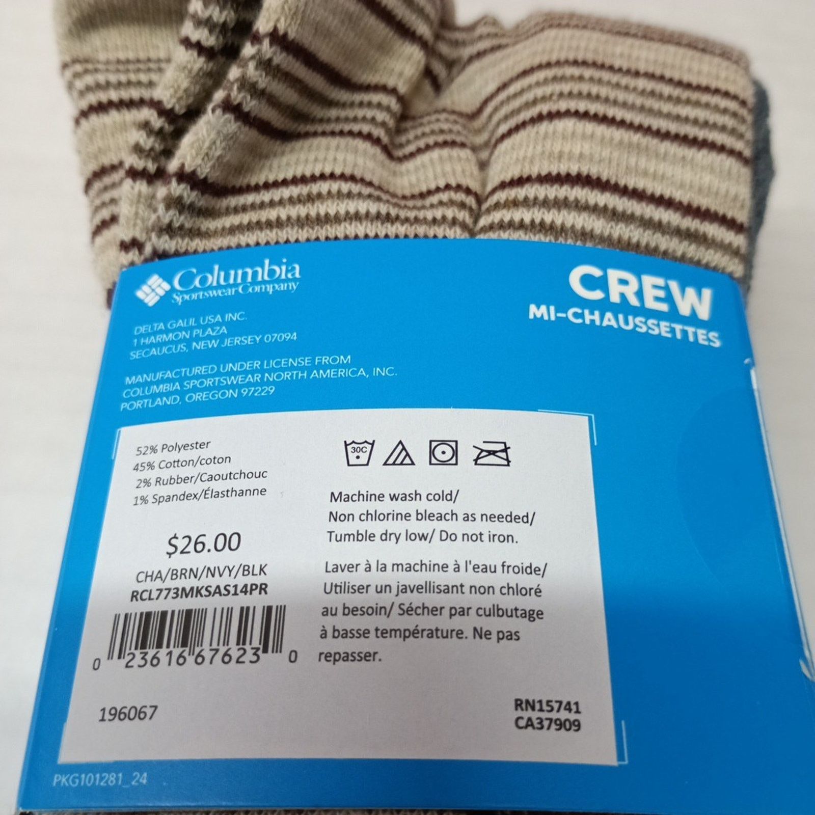 Columbia Columbia Men Crew Socks Sizes 6-12 4 Pack Multi Arch Support Size ONE SIZE - 4 Thumbnail