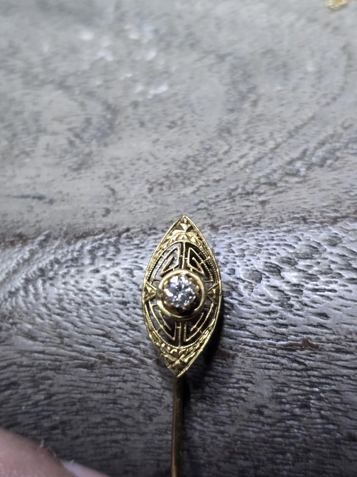 Other ​Art Deco 14k Gold Beautiful Diamond Filigree Stick Pin Size ONE SIZE - 8 Thumbnail