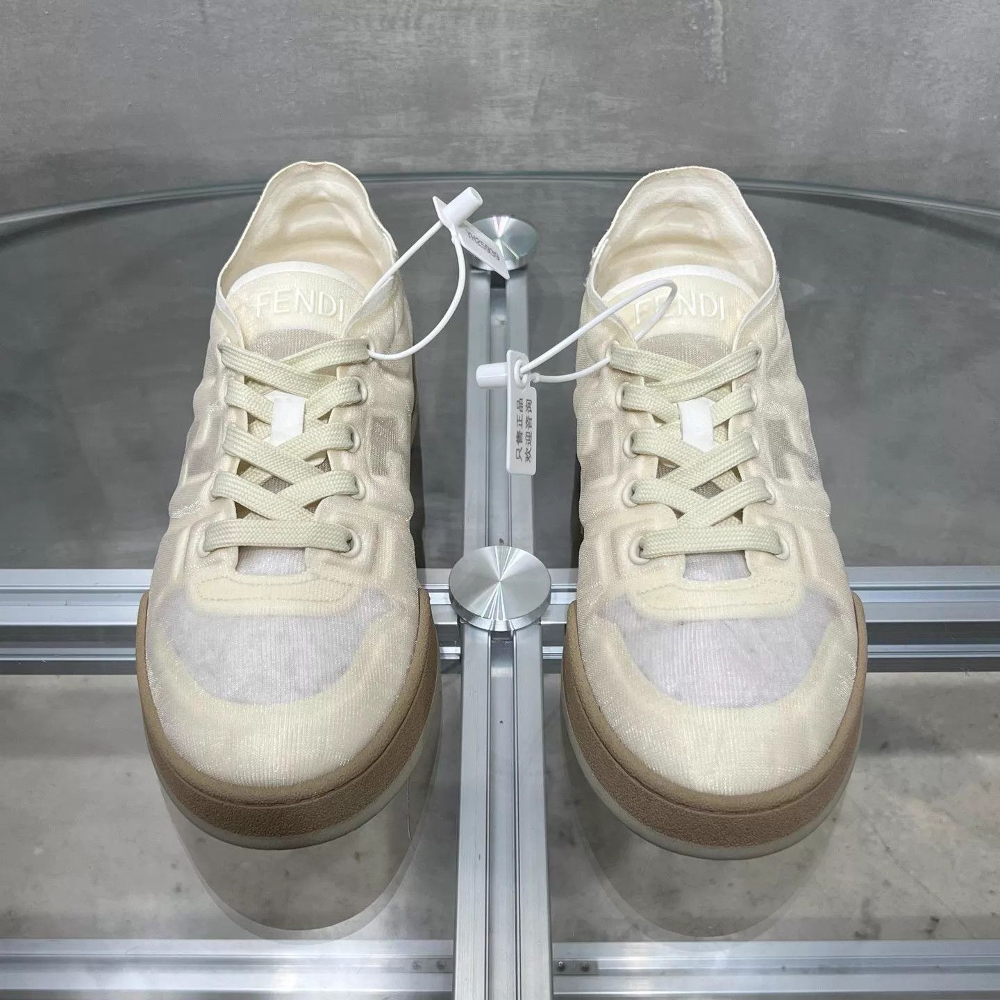 Fendi Fendi Cream Mesh Sneaker 38 EU Size US 7.5 / IT 37.5 - 1 Thumbnail