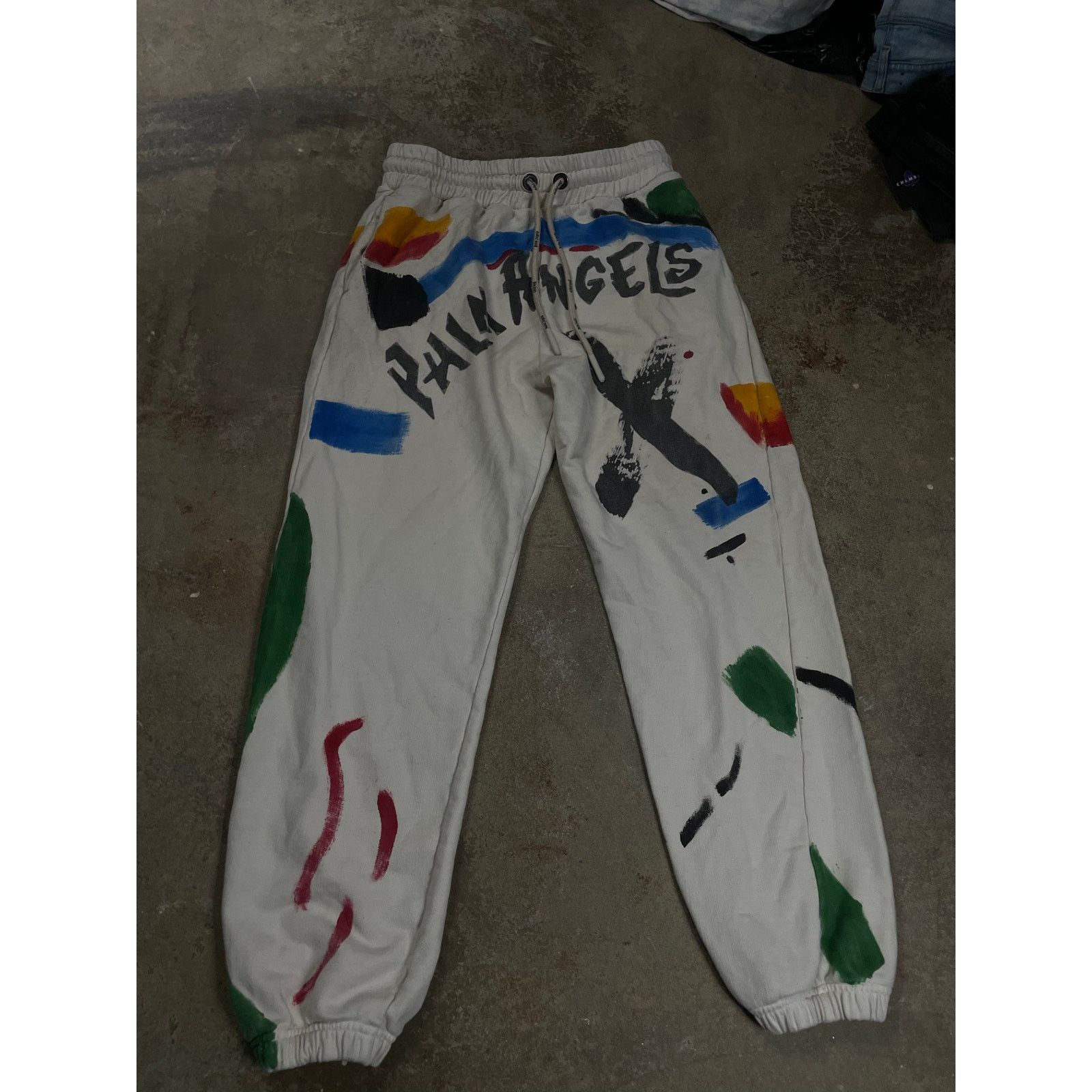 Palm Angels Palm Angels Paint Sweats Cream Used Large Size US 34 / EU 50 - 1 Thumbnail