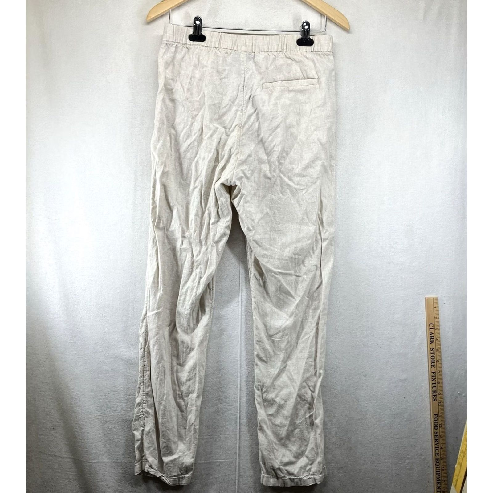 H&M H&M Women's Pants XS Beige Ivory Lagenlook Taper Drawstring Casual Size 26" / US 2 / IT 38 - 2 Thumbnail