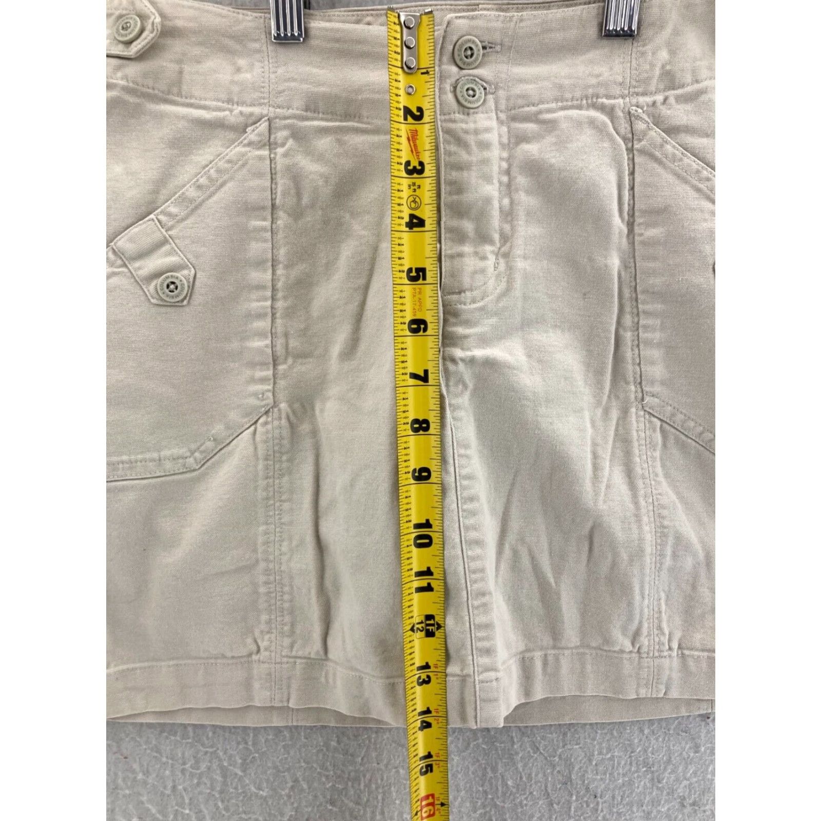 Vintage Columbia Mini Skirt Womens 4 Stretch Cotton Khaki Beige Casual Size 27" / US 4 / IT 40 - 4 Thumbnail