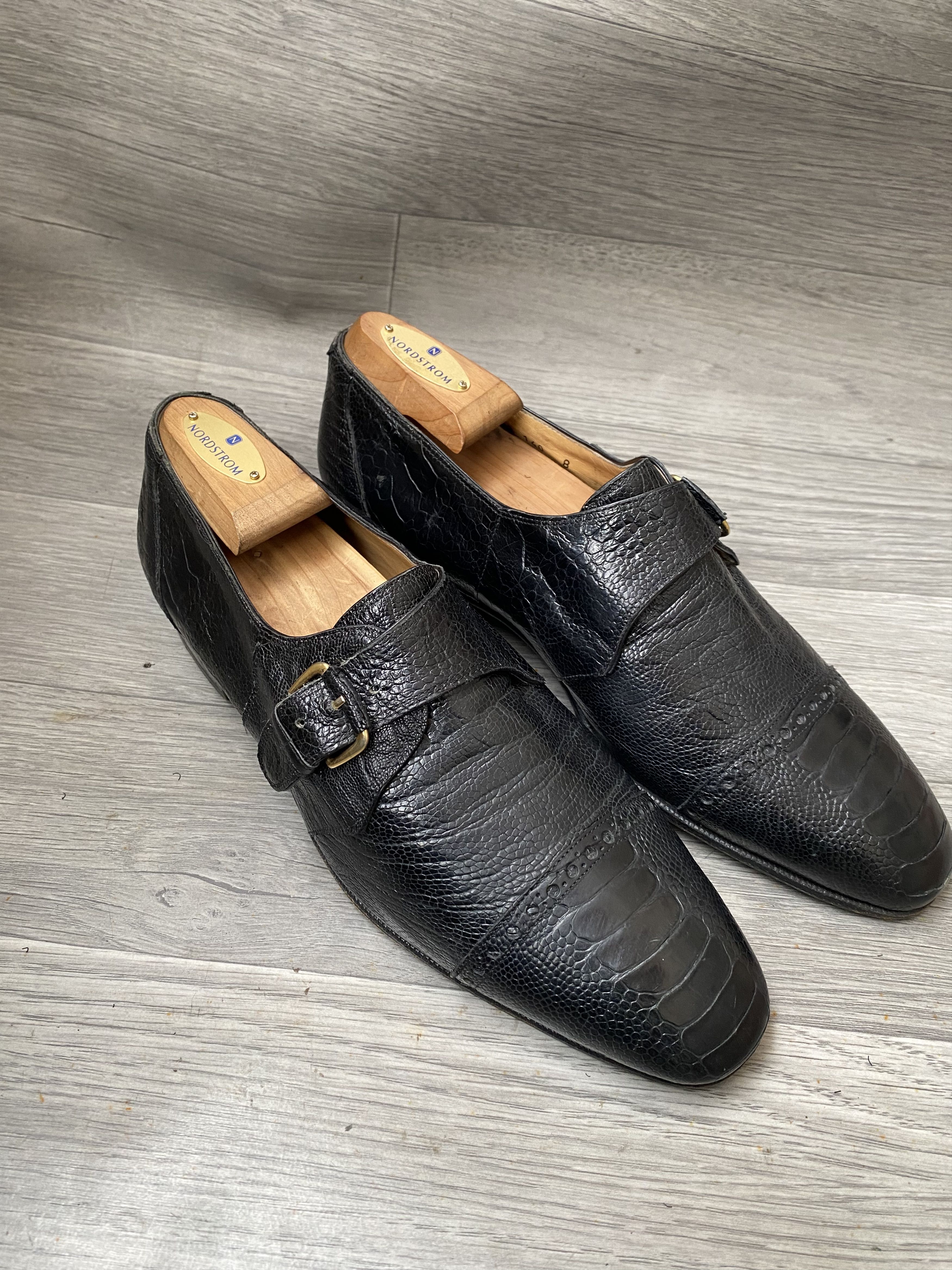 Mauri Mauri single monk strap black exotic ostrich leather sz41 Size US 8 / EU 41 - 9 Thumbnail