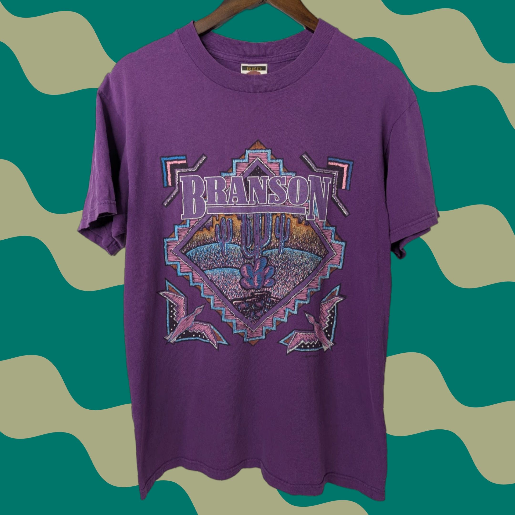 Vintage VINTAGE Red Willow Shirt Mens 90s Purple Cotton 1990s Branson Missouri 90s Single Stitch Crew Neck Short Sleeve Medium X-Large?? Size US M / EU 48-50 / 2 - 1 Thumbnail