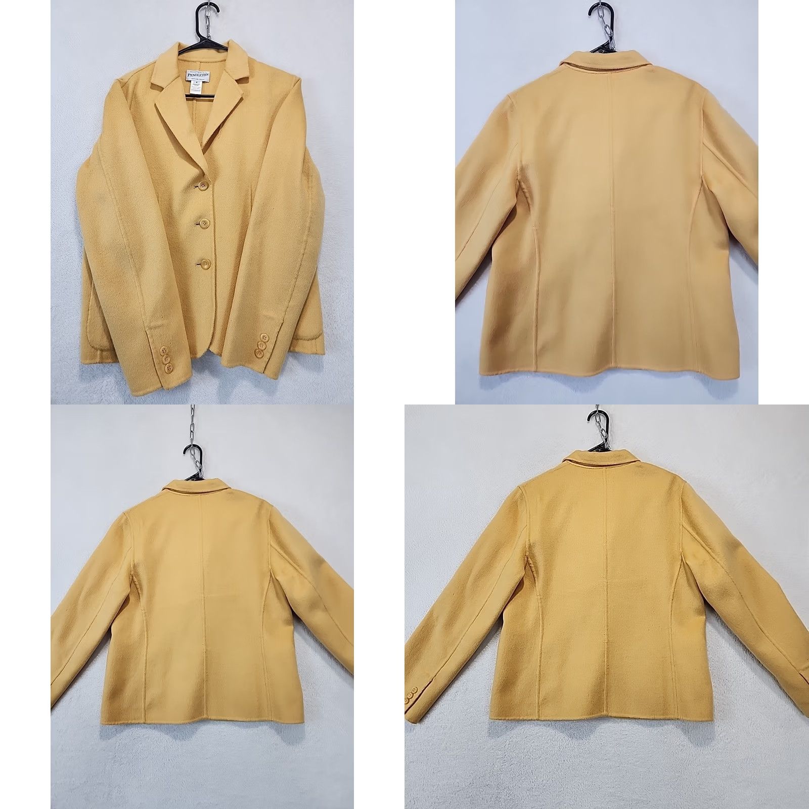 Pendleton VINTAGE Pendleton Blazer Women’s M Gold 100% Merino Wool Three Button Old Money Academia Wool Blazer Womens Regular Gold - Size M / US 6-8 / IT 42-44 - 9 Thumbnail