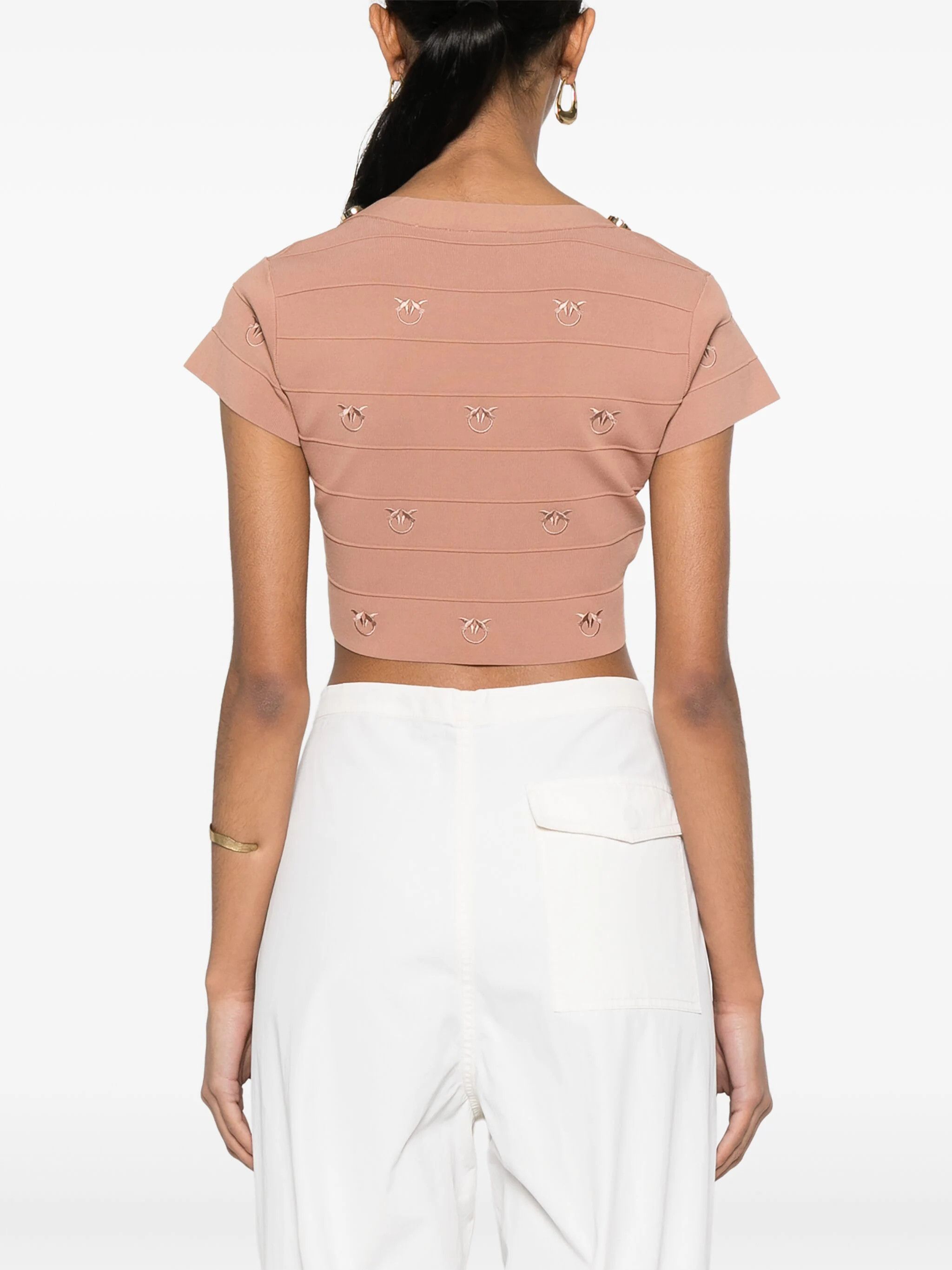 Pinko o1s22i1n0824 Hoodia Knitted Crop Top in Beige Size S / US 4 / IT 40 - 4 Thumbnail