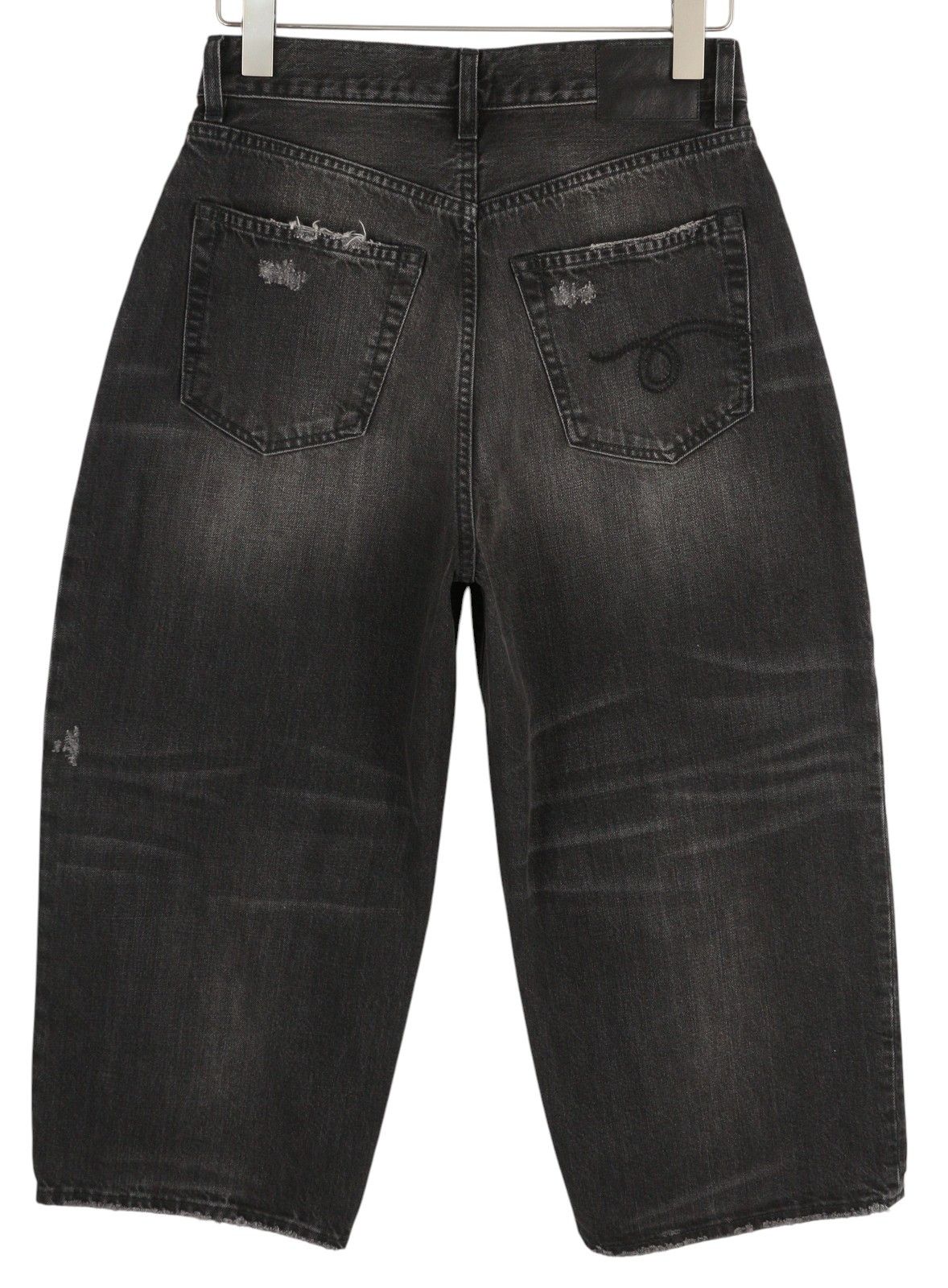 R13 CROP WIDE LEG 25 Wilson Black Distress Ankle Jeans 84410 Size 25" / US 0 / IT 36 - 4 Thumbnail