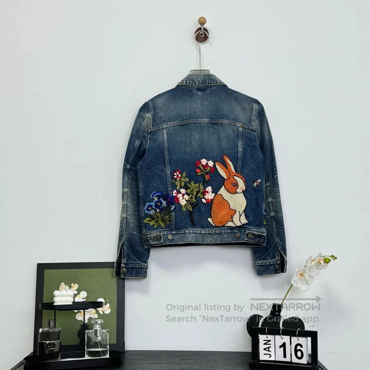 Gucci Gucci Blue Floral Embroidered Denim Jacket. Size M / US 6-8 / IT 42-44 - 2 Thumbnail