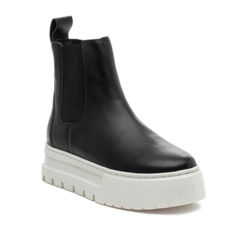J/Slides J/Slides Black Leather Platform W's Riley Chelsea Boot, 6 Size US 6 / IT 36 - 2 Thumbnail
