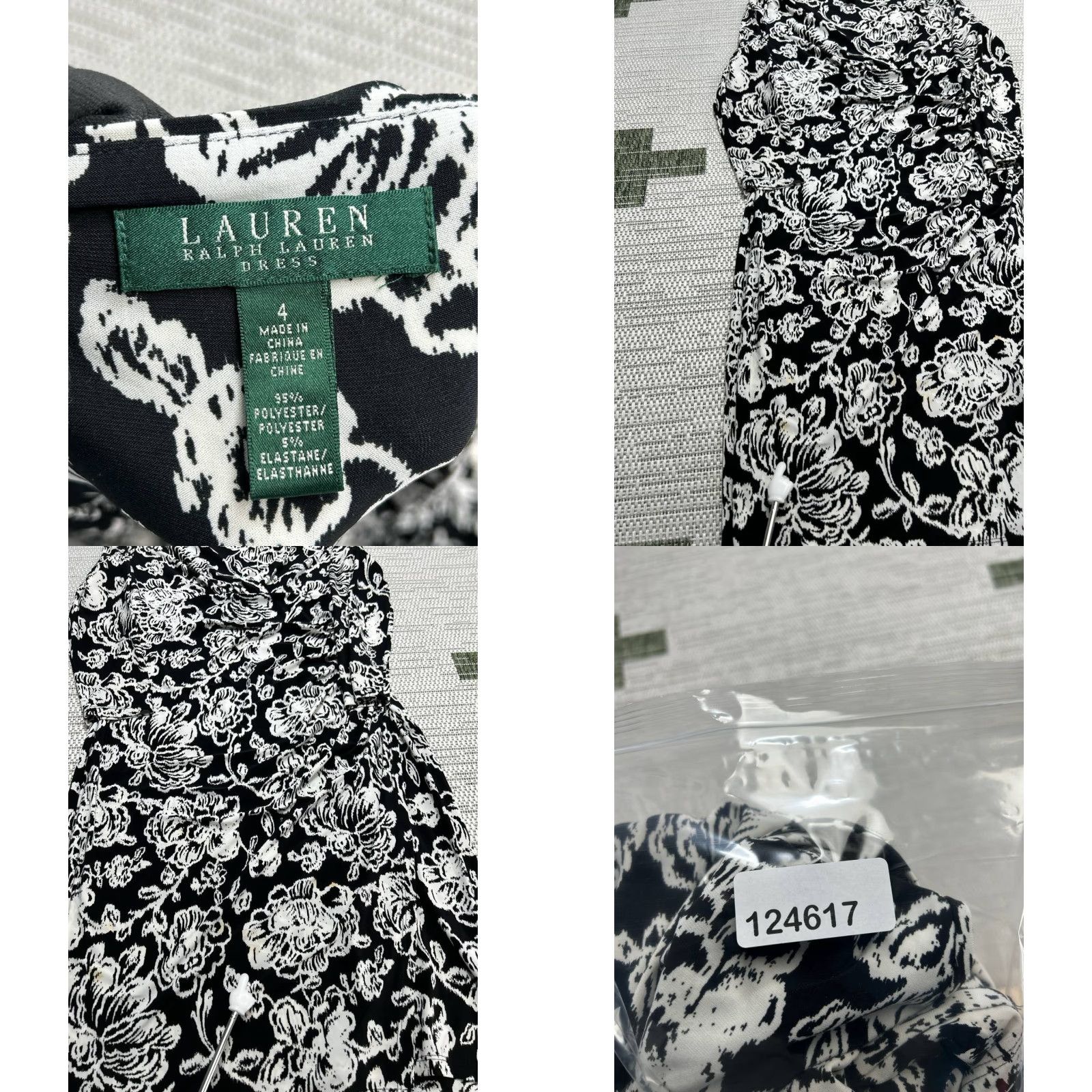 Ralph Lauren Lauren Ralph Lauren Sheath Dress Womens 4 Black White Floral Side Ruched Classic Size S / US 4 / IT 40 - 9 Thumbnail