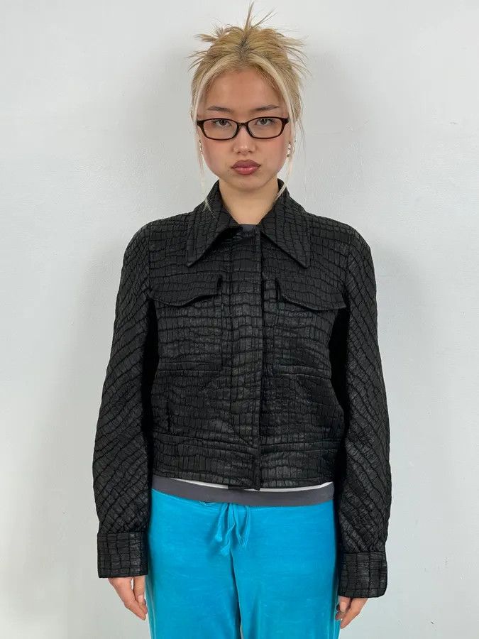 Dries Van Noten Dries Van Noten Black Crocodile Effect Cropped Jacket Size S / US 4 / IT 40 - 2 Thumbnail