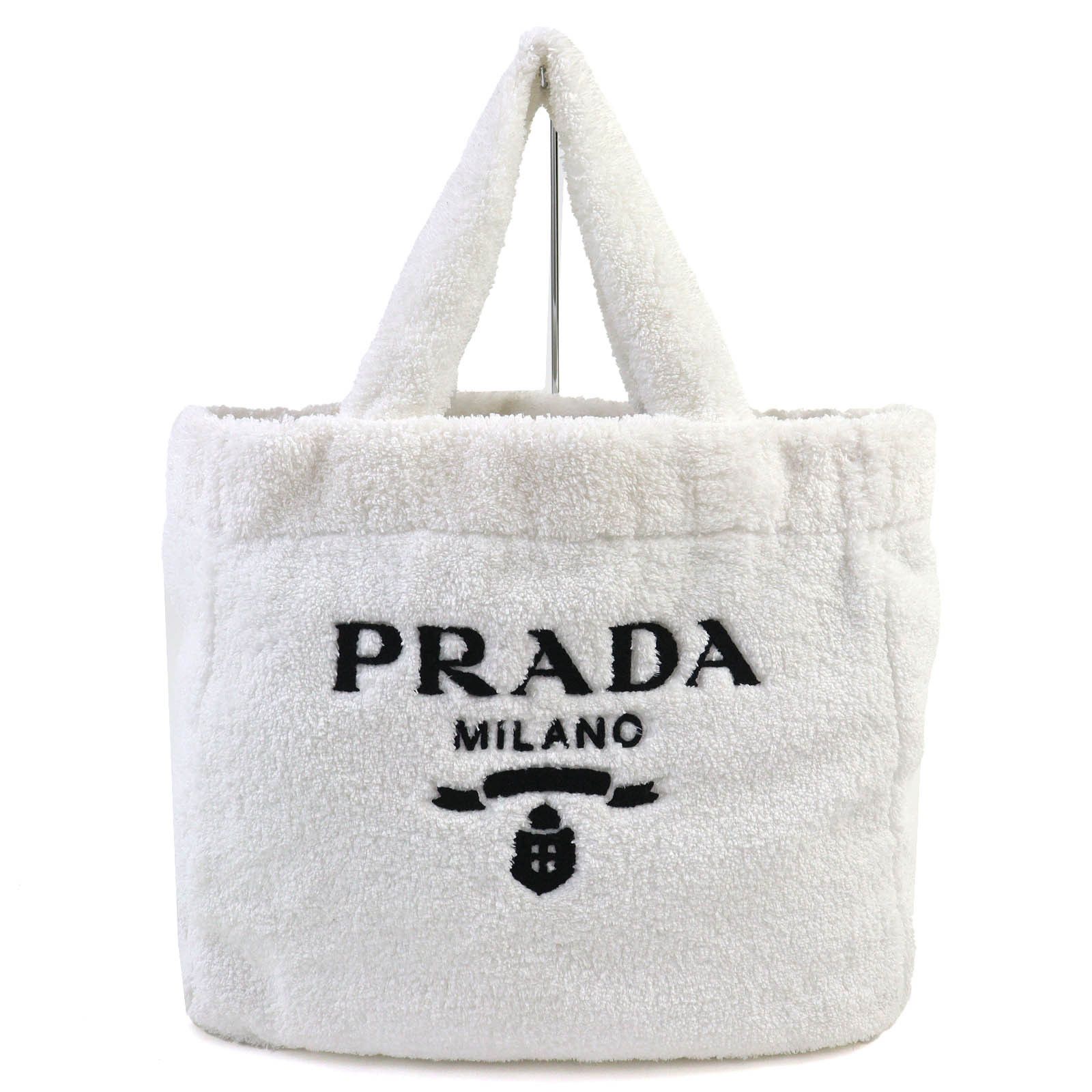 Prada Prada Prada SPUGNA Triangle Logo Terry Tote Bag Cotton Tote Bag 1BG130 DUTY FREE for USA Size ONE SIZE - 1 Thumbnail