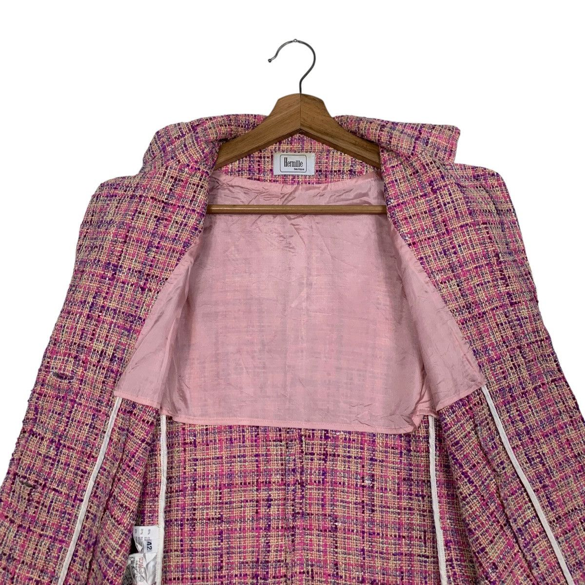Vintage HERMILLE BOUTIQUE Pink Tweed Jacket #2747-C124 Size S / US 4 / IT 40 - 12 Thumbnail