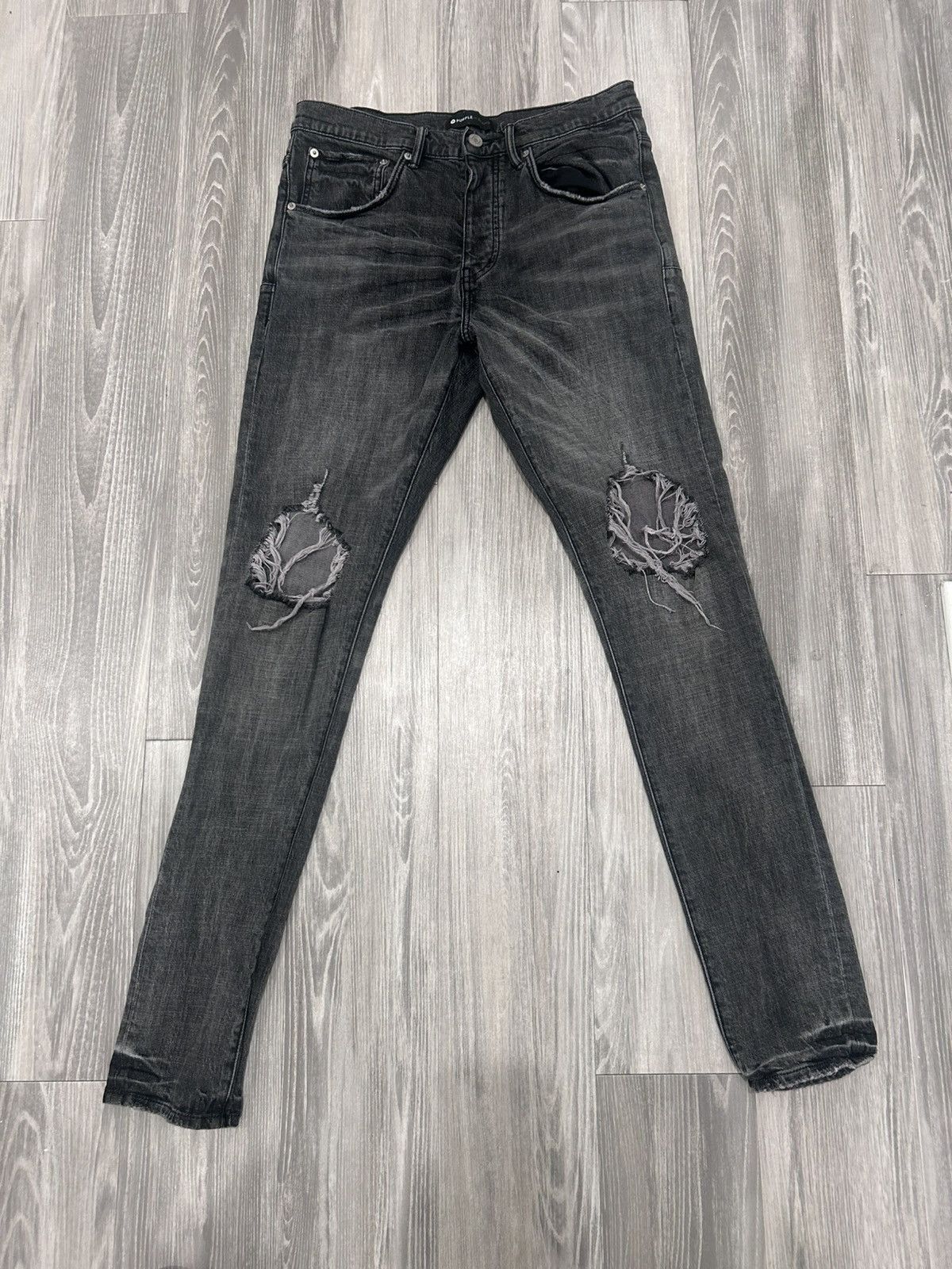 PURPLE BRAND P002 GREY DIRTY BLOWOUT JEANS