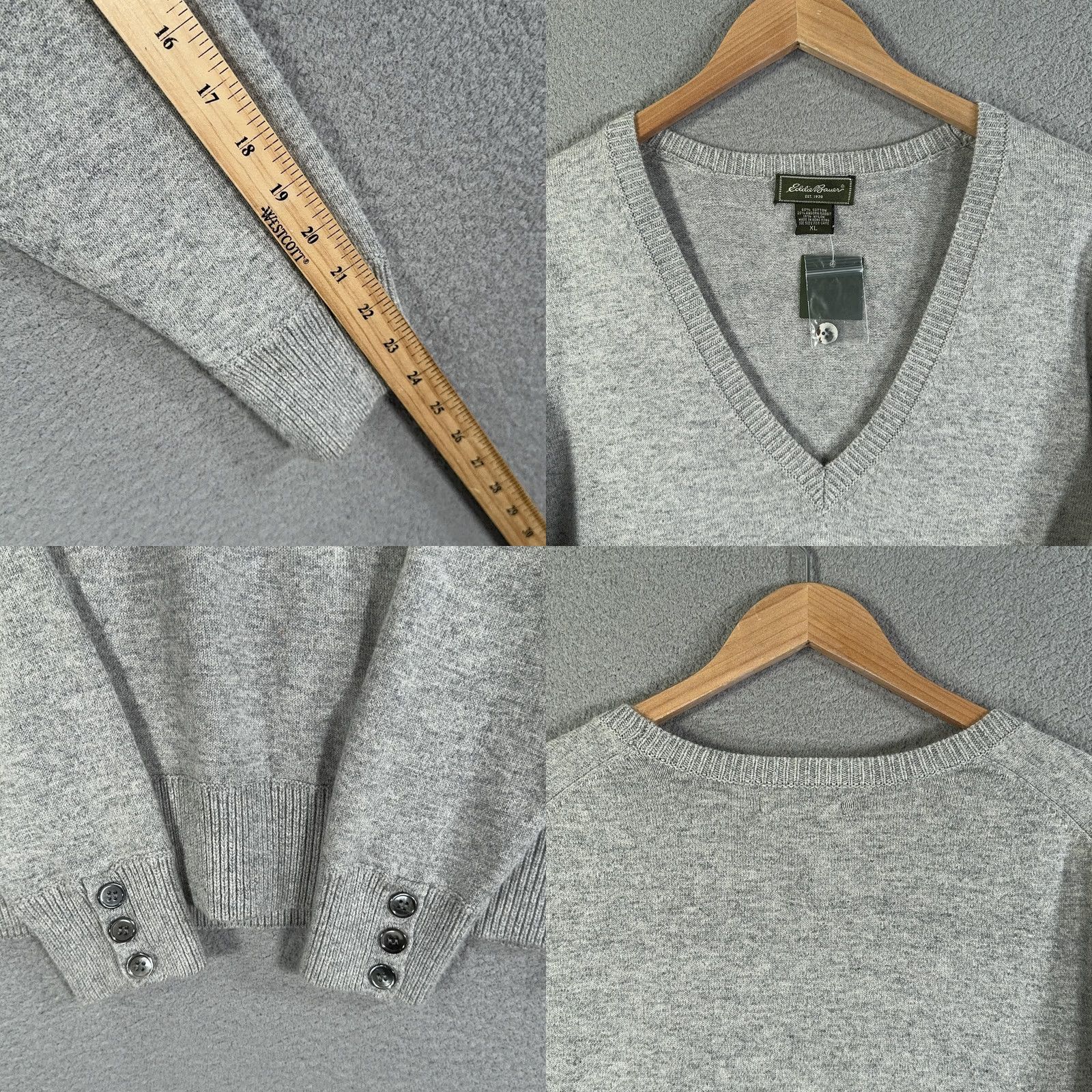 Eddie Bauer VINTAGE Eddie Bauer Sweater Womens XL Gray Cotton Angora Blend Shell Buttons Size XL / US 12-14 / IT 48-50 - 8 Thumbnail
