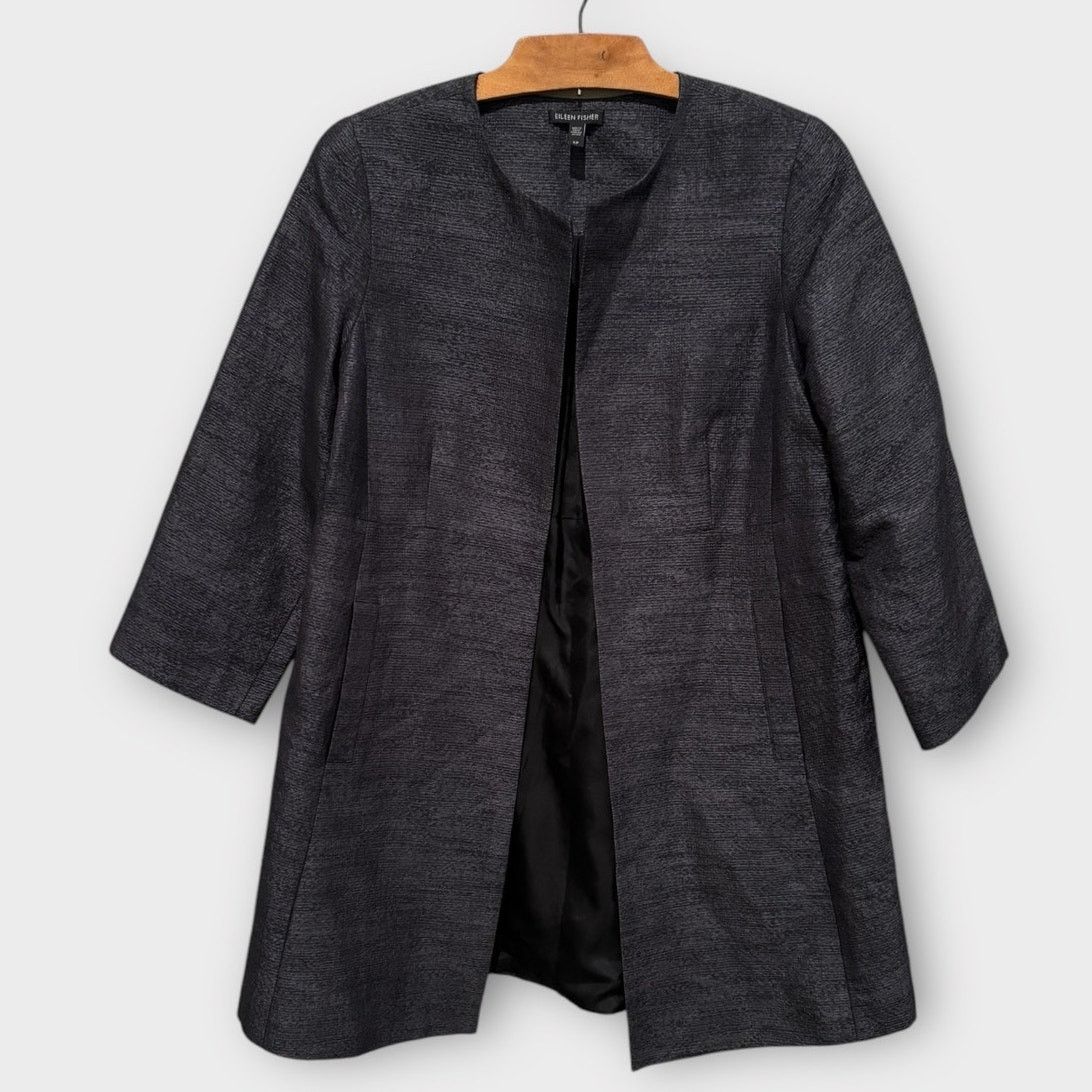 Eileen Fisher Eileen Fisher Iridescent Grain Jacquard Silk Linen Coat (S) Size S / US 4 / IT 40 - 1 Thumbnail