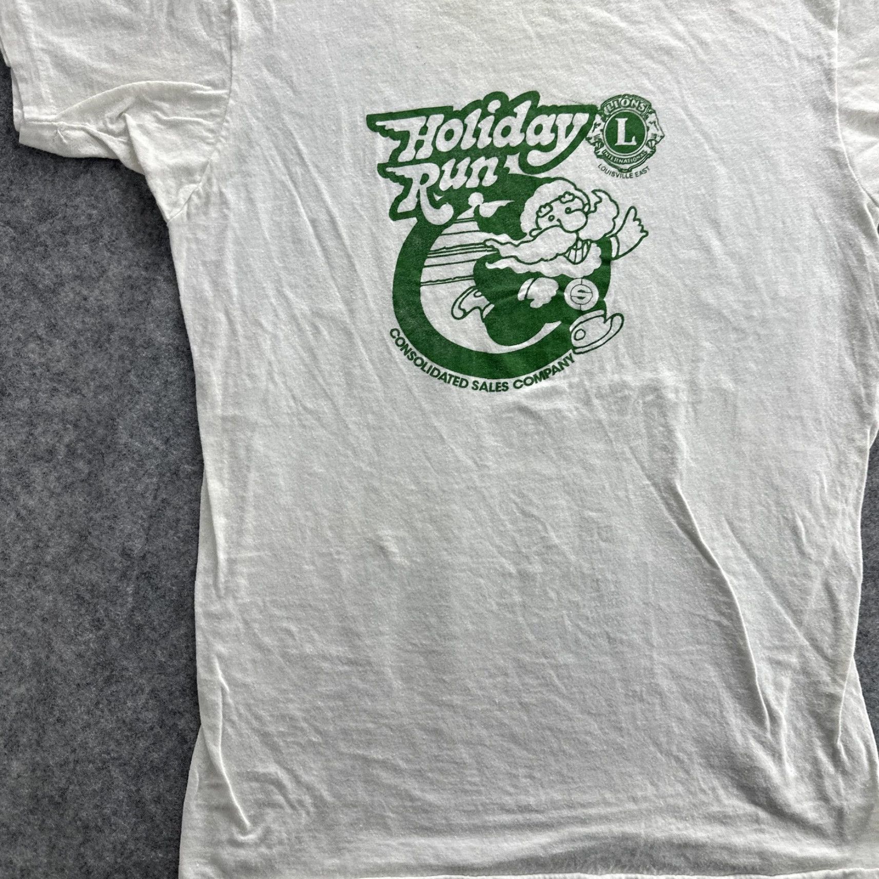 Vintage VINTAGE Screen Stars Holiday Run T-Shirt Mens Small White Santa 80s Graphic Print Size US S / EU 44-46 / 1 - 4 Thumbnail