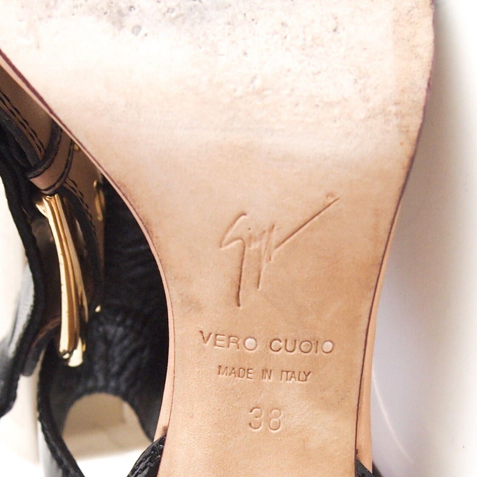 Giuseppe Zanotti Zanotti T Strap Sandals Black Nude Leather Womens US 8 EU 38 Size US 8 / IT 38 - 9 Thumbnail
