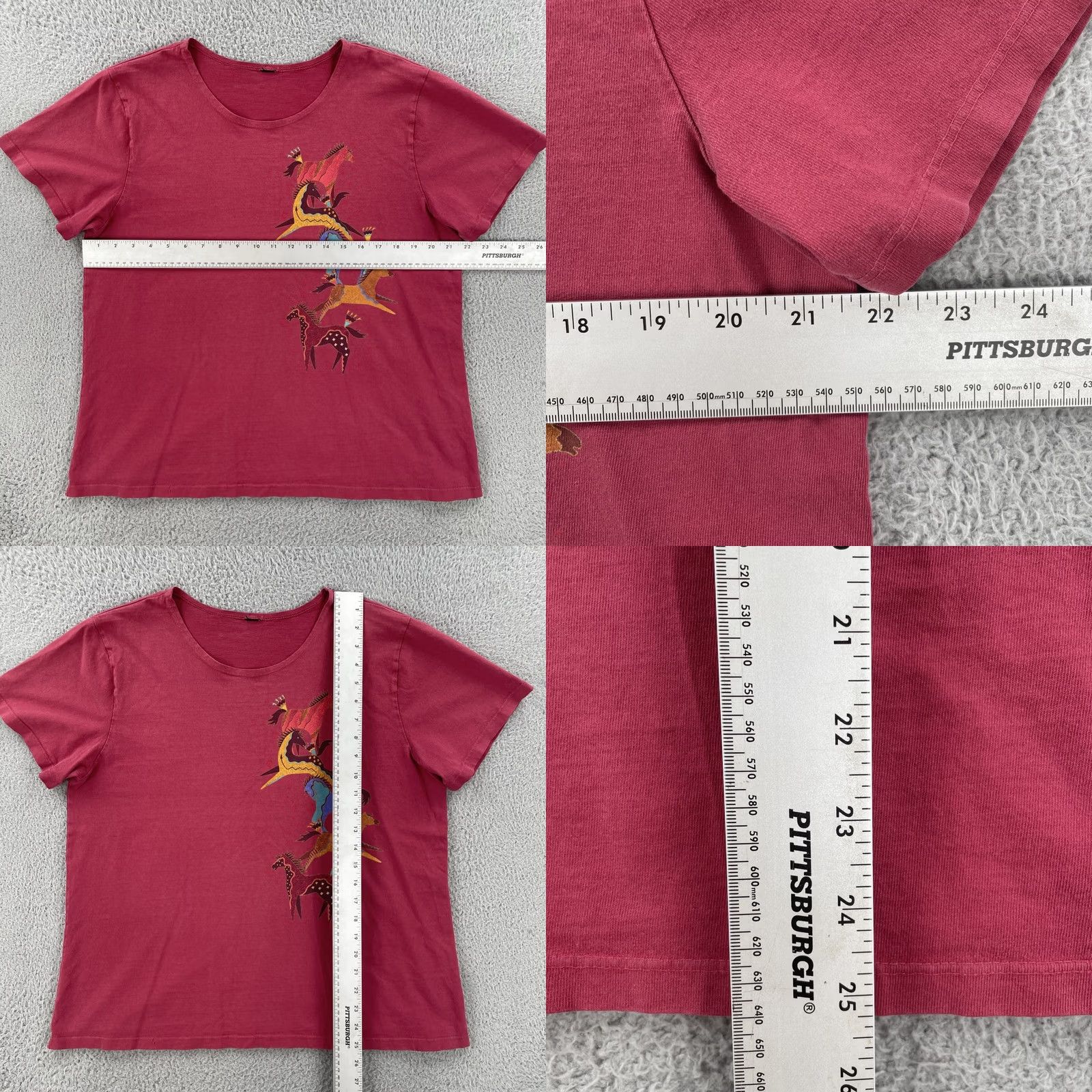 Vintage VINTAGE Red Short Sleeve T Shirt Petroglyph Horse Graphic Print 90s Womens L Size L / US 10 / IT 46 - 8 Thumbnail