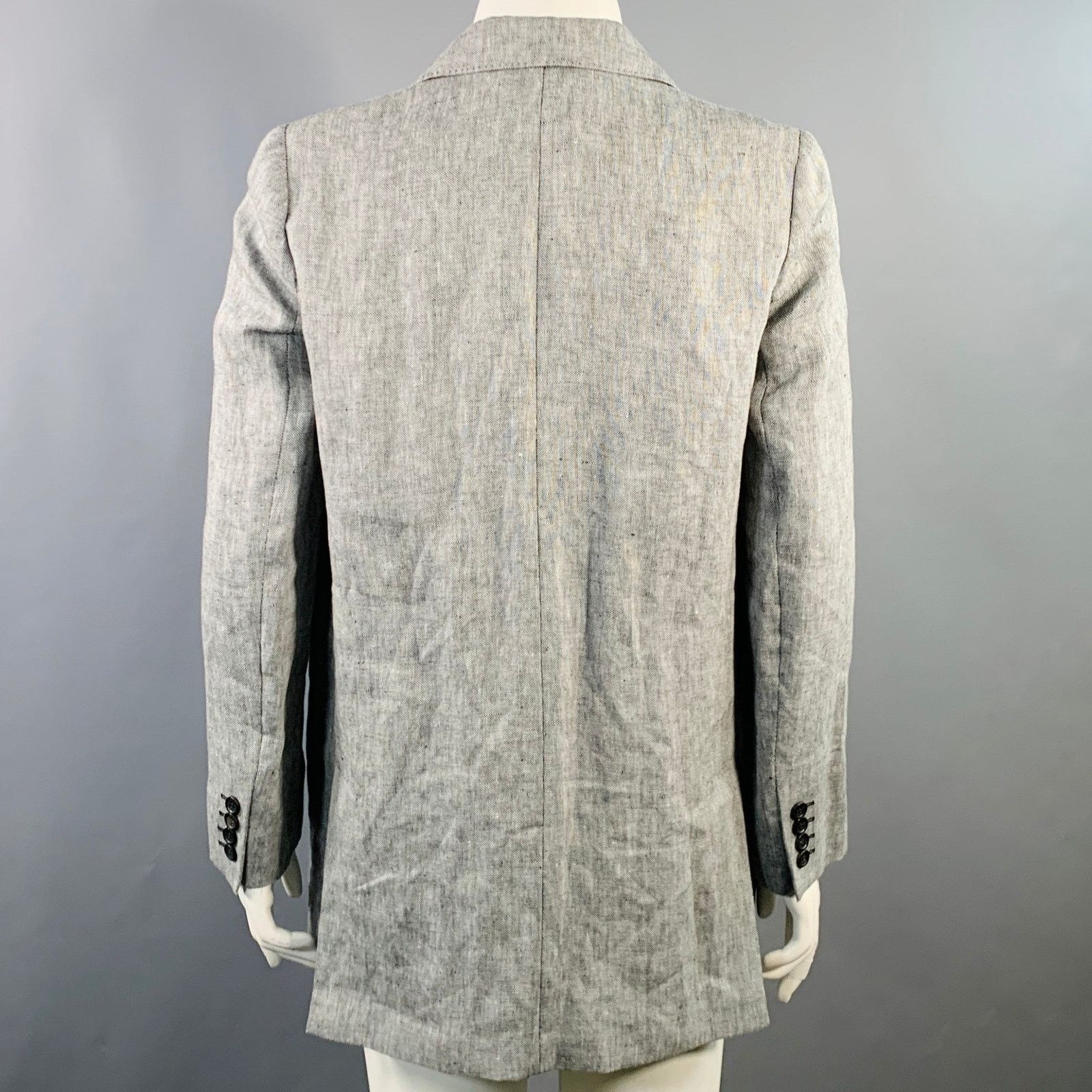 Max Mara MAX MARA Grey Heather Linen Notch Lapel Jacket Blazer Size XL / US 12-14 / IT 48-50 - 4 Thumbnail